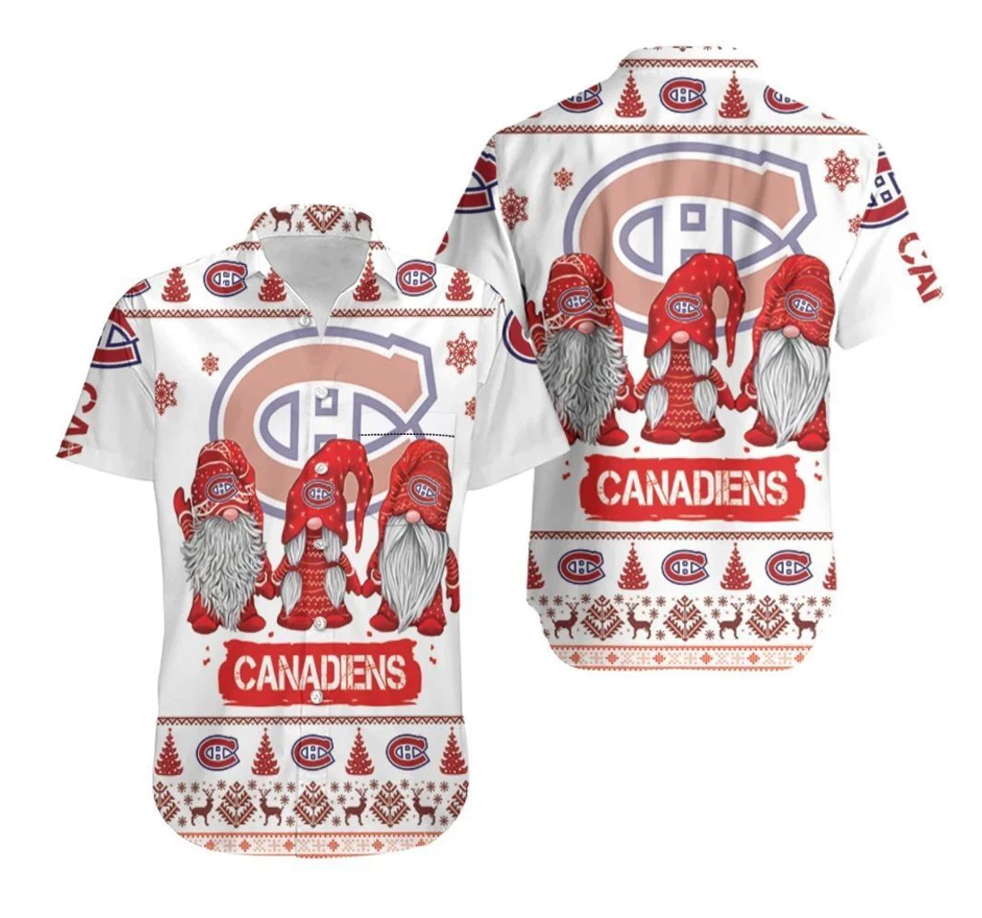 Personalized Christmas Gnomes Montreal Canadiens Ugly Sweatshirt Christmas Hawaiian Shirt, Button Up Aloha Shirt For Men, Women