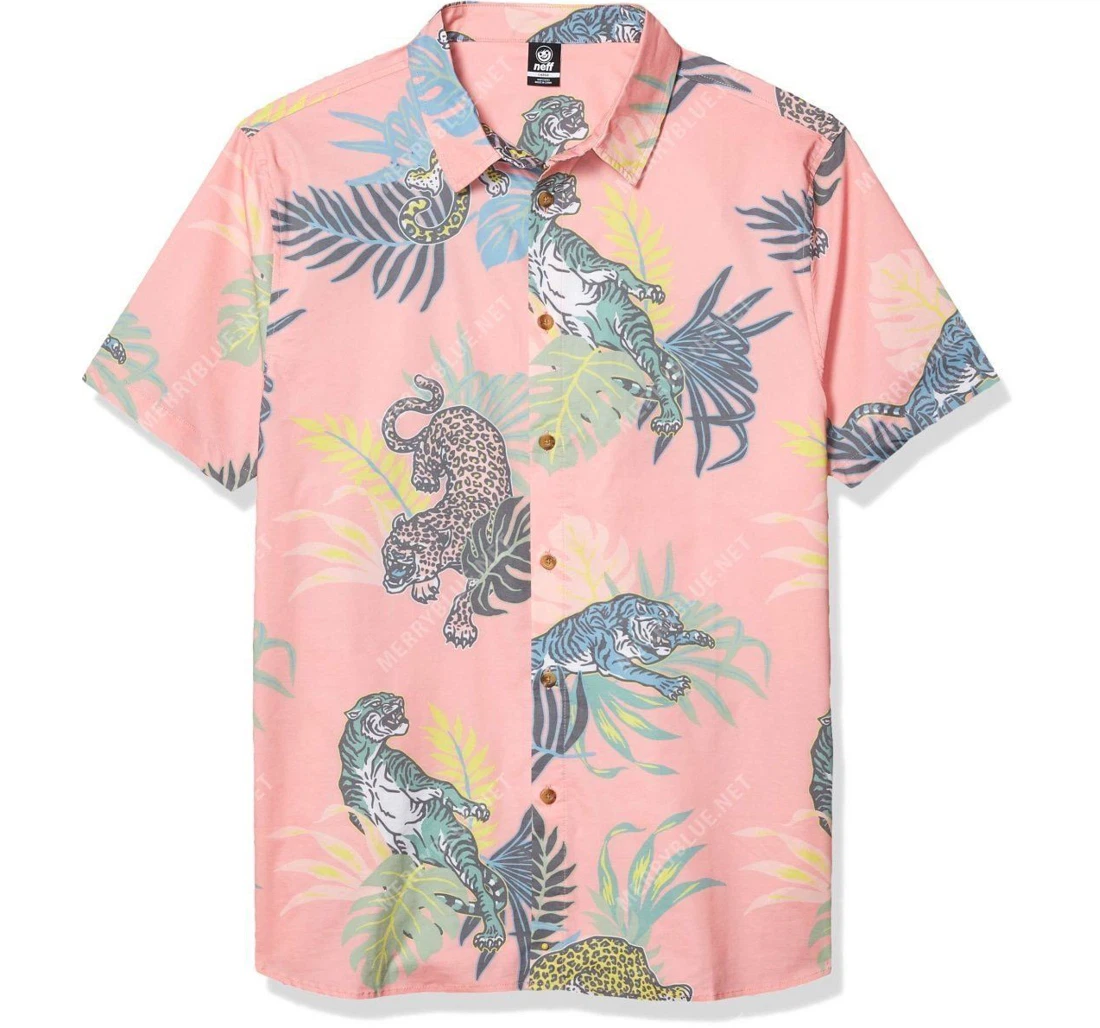 Personalized Shop Neff Mens Daily Button Up Hawaiian Shirt, Button Up Aloha Shirt For Men, Women
