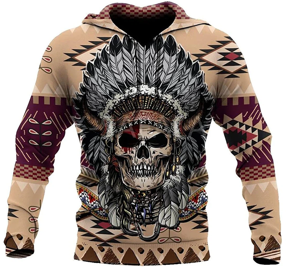 Love Skull Native Indian All Outwear Jacket 3D Printed Hoodie, Zip Hoodie, Long Sleeve