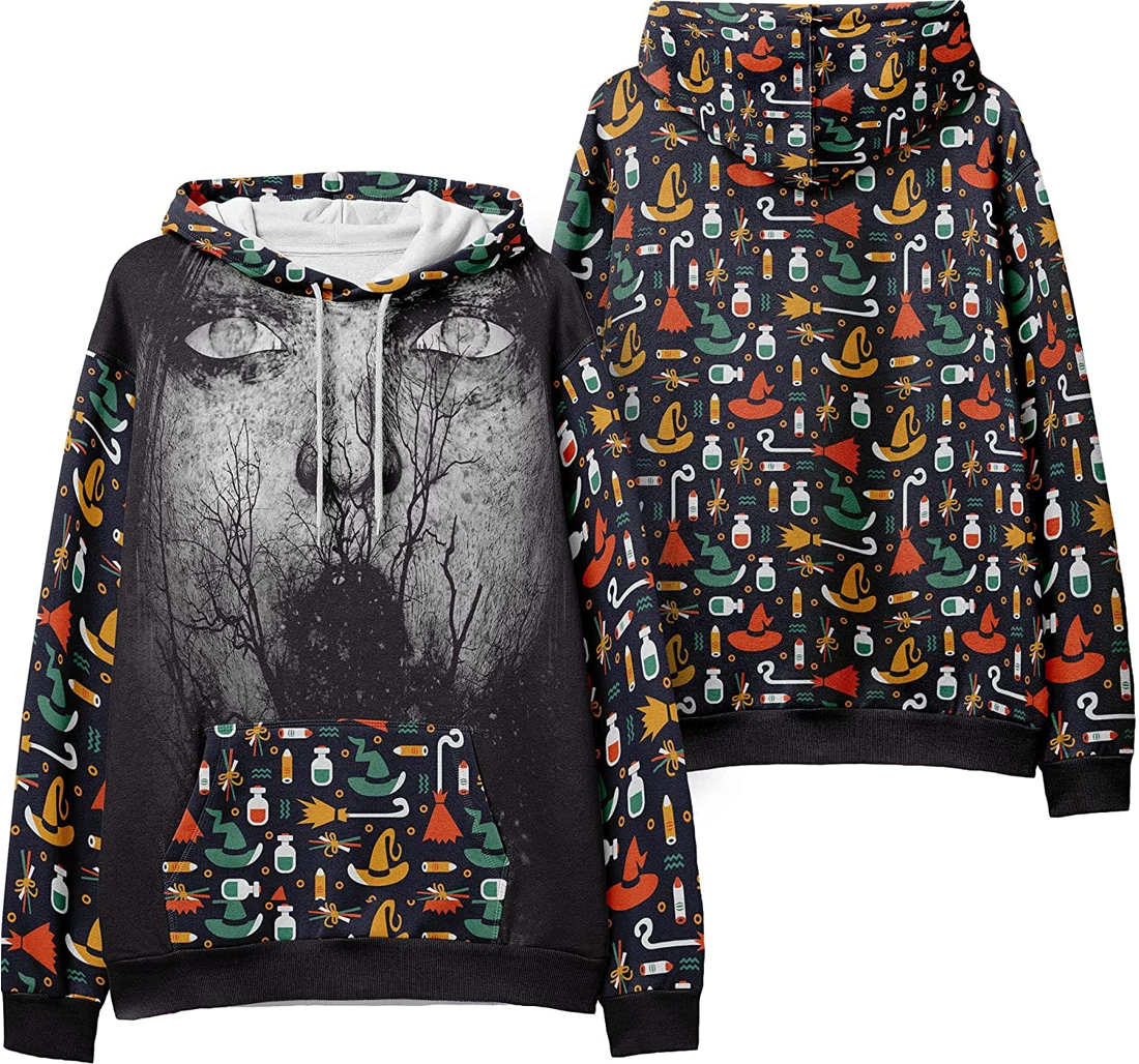 Ghost Creepy Trees Monster Mask Seamless Pattern Halloween - 3D Printed Pullover Hoodie