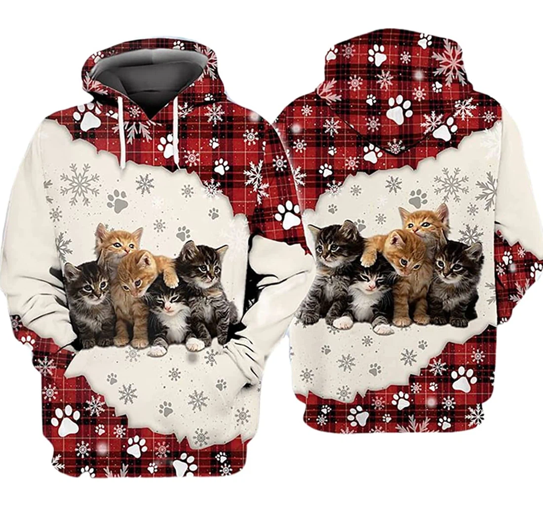 Cute Cats Valentine - 3D Printed Pullover Hoodie