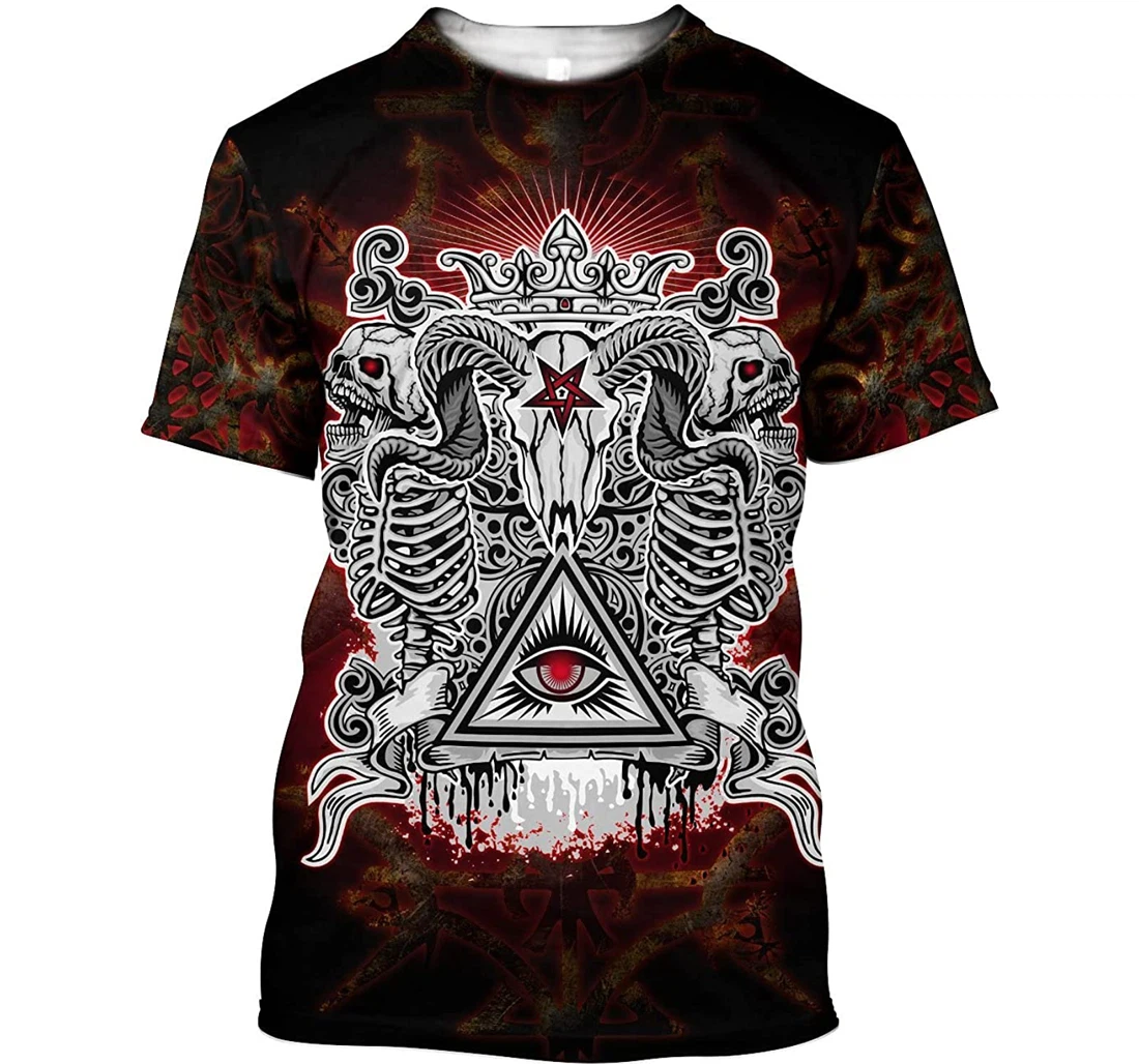 Gothic Coat Of Arms With Skull Angels Shirts - 3D Printed T-shirt