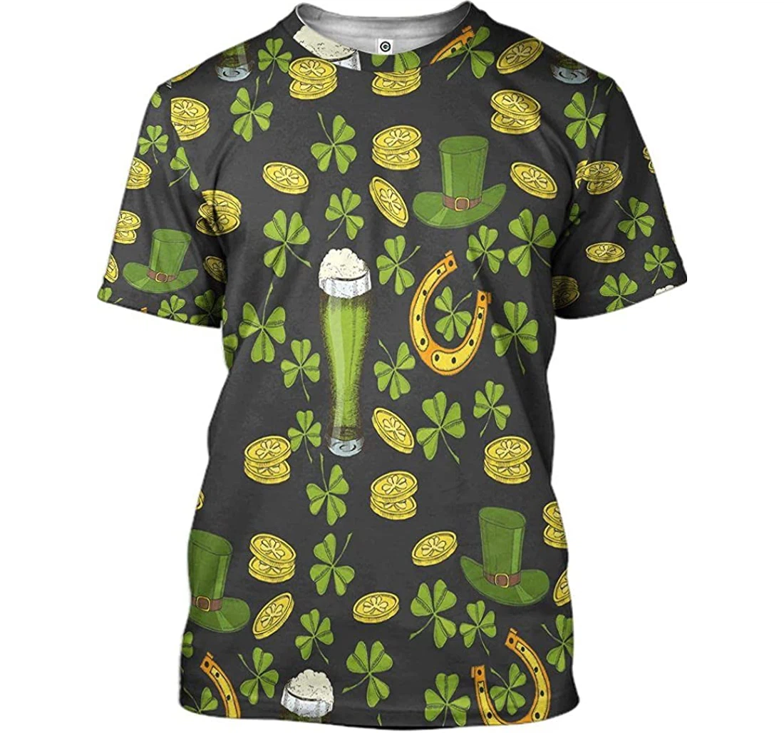 Patricks Day Leprechaun Beer Pattern Shirts - 3D Printed T-shirt