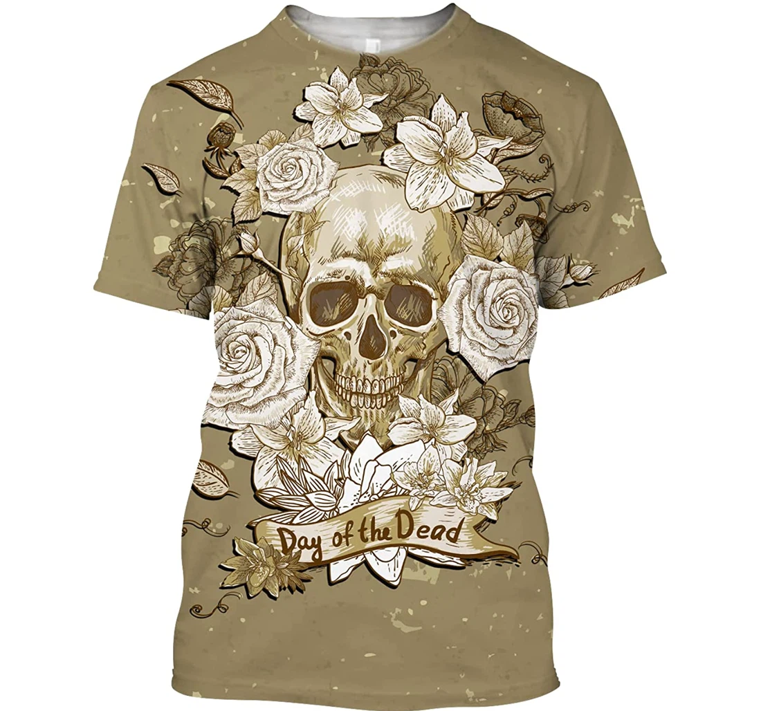 Skull Day Of The Dead Flower Shirts - 3D Printed T-shirt