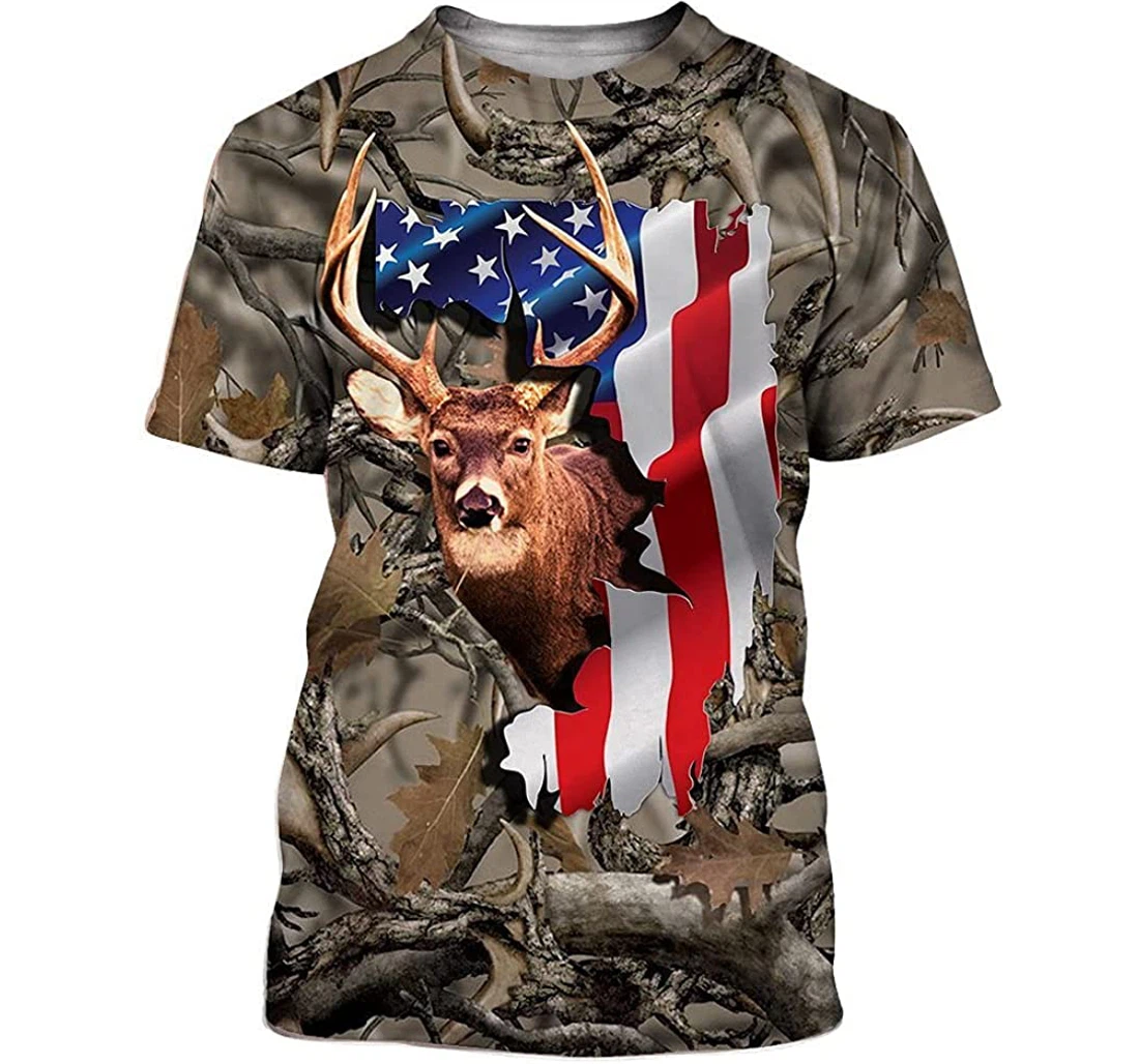Deer Hunting Flag Shirts - 3D Printed T-shirt