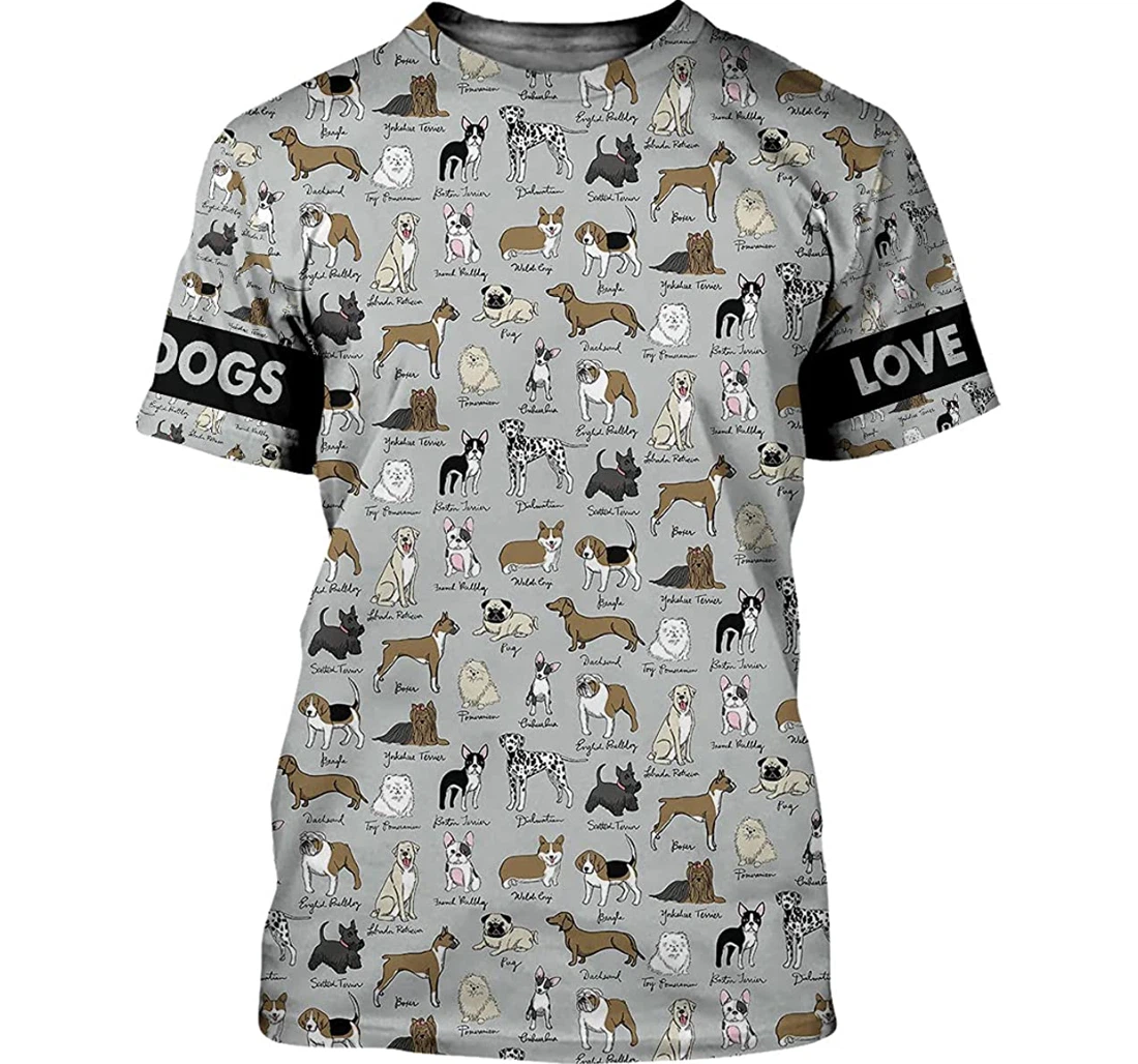 Love Dogs Species Dogs Shirts - 3D Printed T-shirt