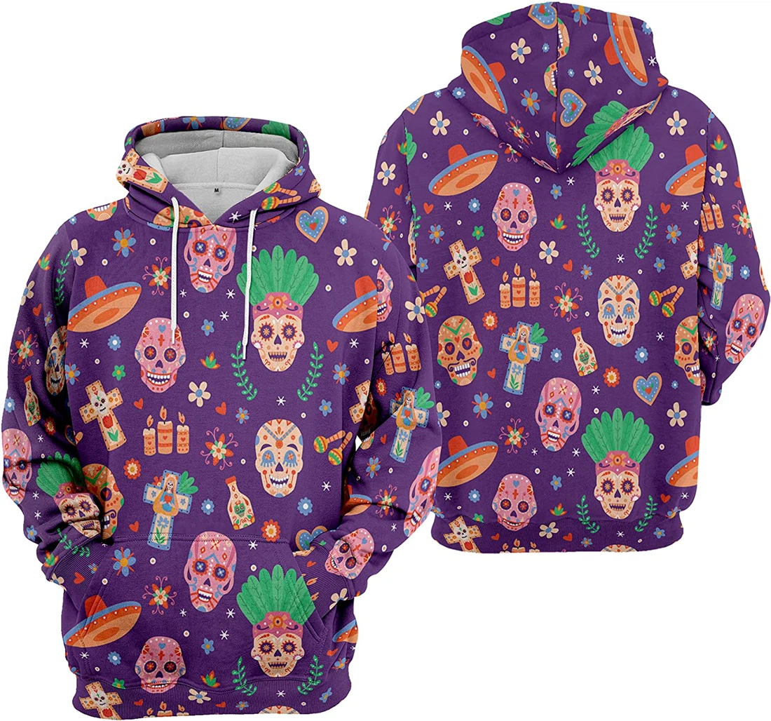 Pumpkin Bat Ghost Specimen Jars Candle Seamless Pattern Halloween - 3D Printed Pullover Hoodie
