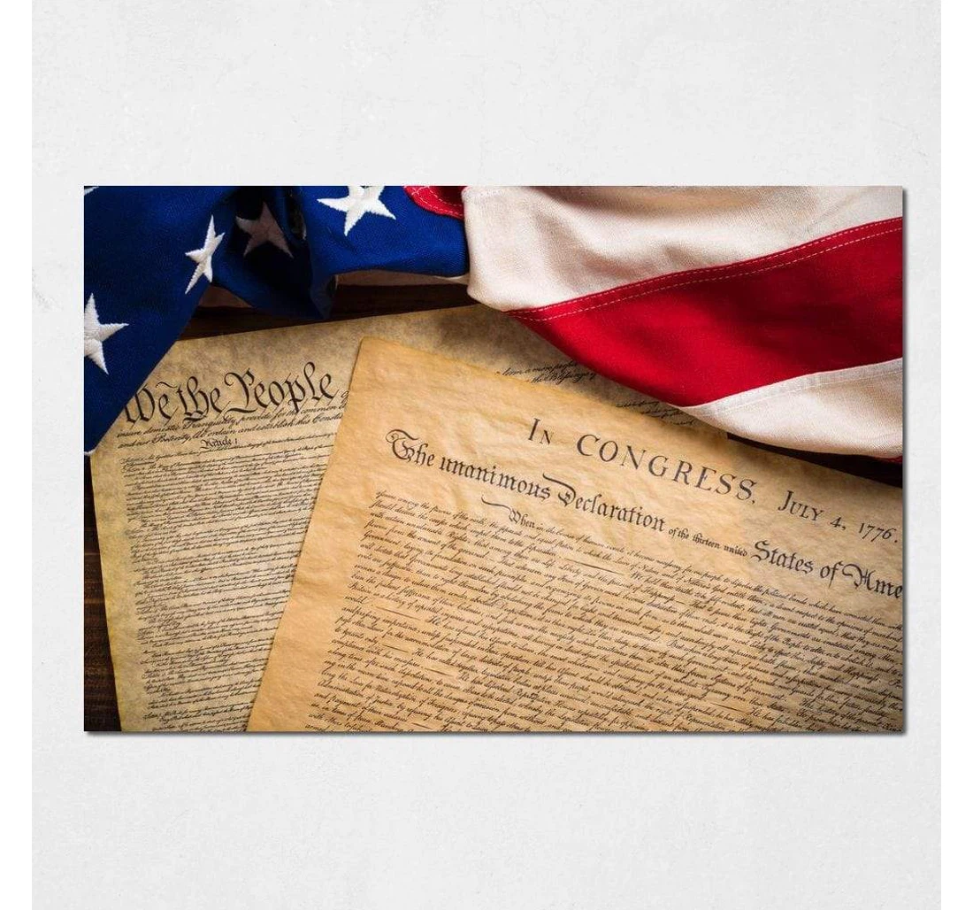 Poster, Canvas - July 4th 1776 Independence Day Print Framed Wall Art