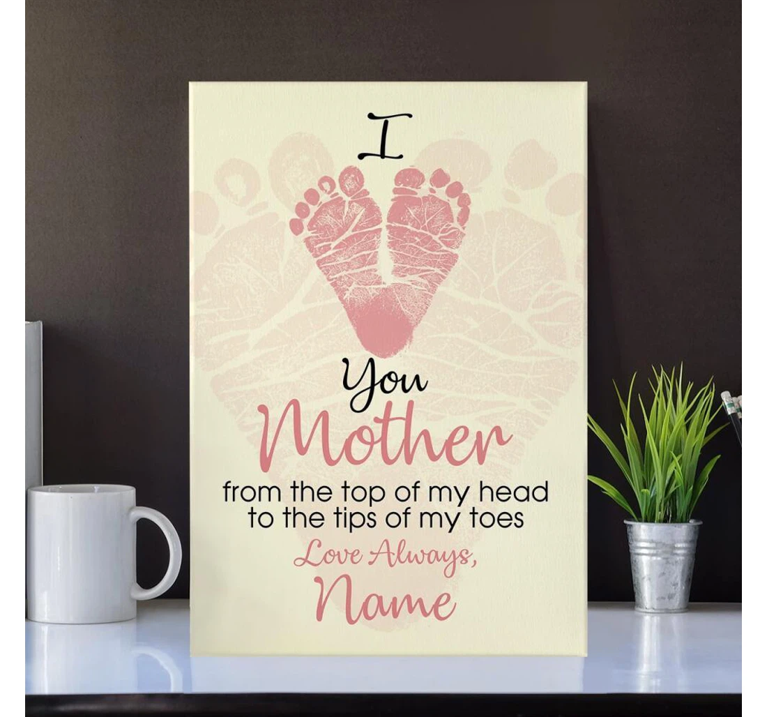 Poster, Canvas - Personalized Mother's Day Portrait Custom I Love You Mother Portrait Pink Print Framed Wall Art