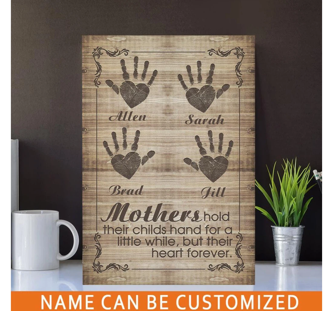 Poster, Canvas - Personalized Mother's Day Portrait Custom Mothers Hold Their Childs Hand Portrait Print Framed Wall Art