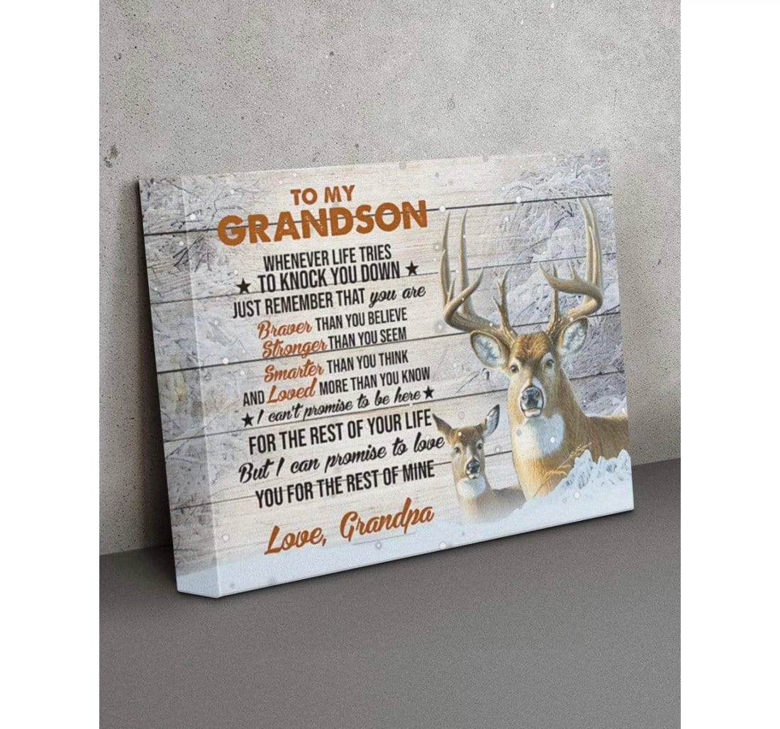 Poster, Canvas - Deer To My Grandson, Remember You Are Braver, Stronger, Smarter, Loved V Print Framed Wall Art