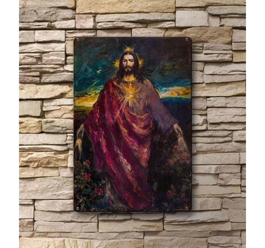 Poster, Canvas - Christian Jesus God Bless Light Of The World V Print Framed Wall Art