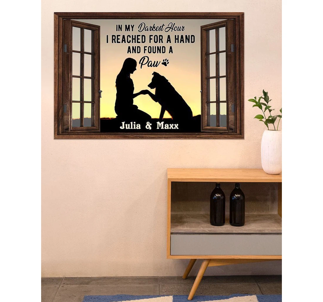 Poster, Canvas - In My Darkness Hour I Found A Paw Dog Lover Custom Name V Print Framed Wall Art