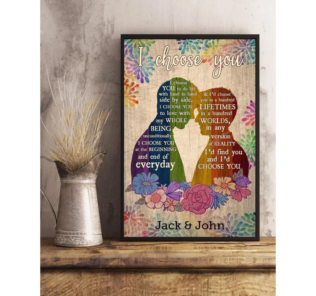 Poster, Canvas - Lgbt Couple I Choose You At The Beginning V Print Framed Wall Art