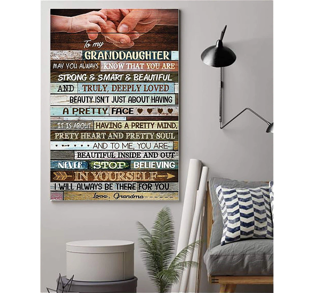 Poster, Canvas - Mother From Grandma To My Granddaughter, You Are Beautiful Inside And Out V Print Framed Wall Art