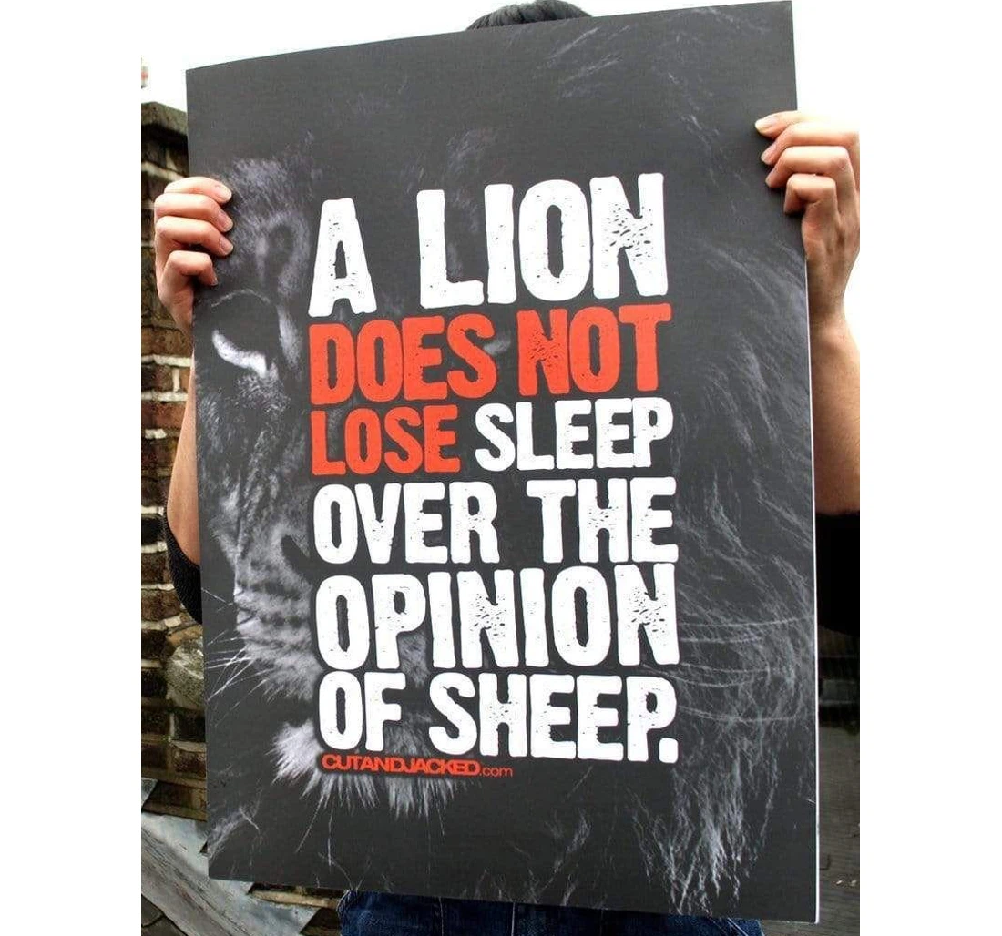 Poster, Canvas - 2 Lions Don't Lose Sleep Over Opinions Of Sheep V Print Framed Wall Art
