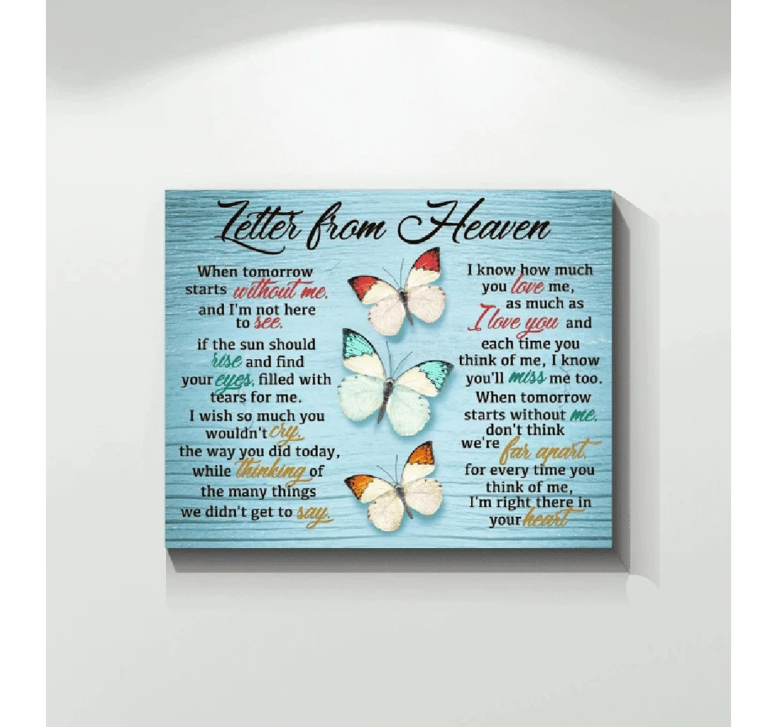 Poster, Canvas - Butterfly Letter From Heaven When Tomorrow Starts Without Me V Print Framed Wall Art