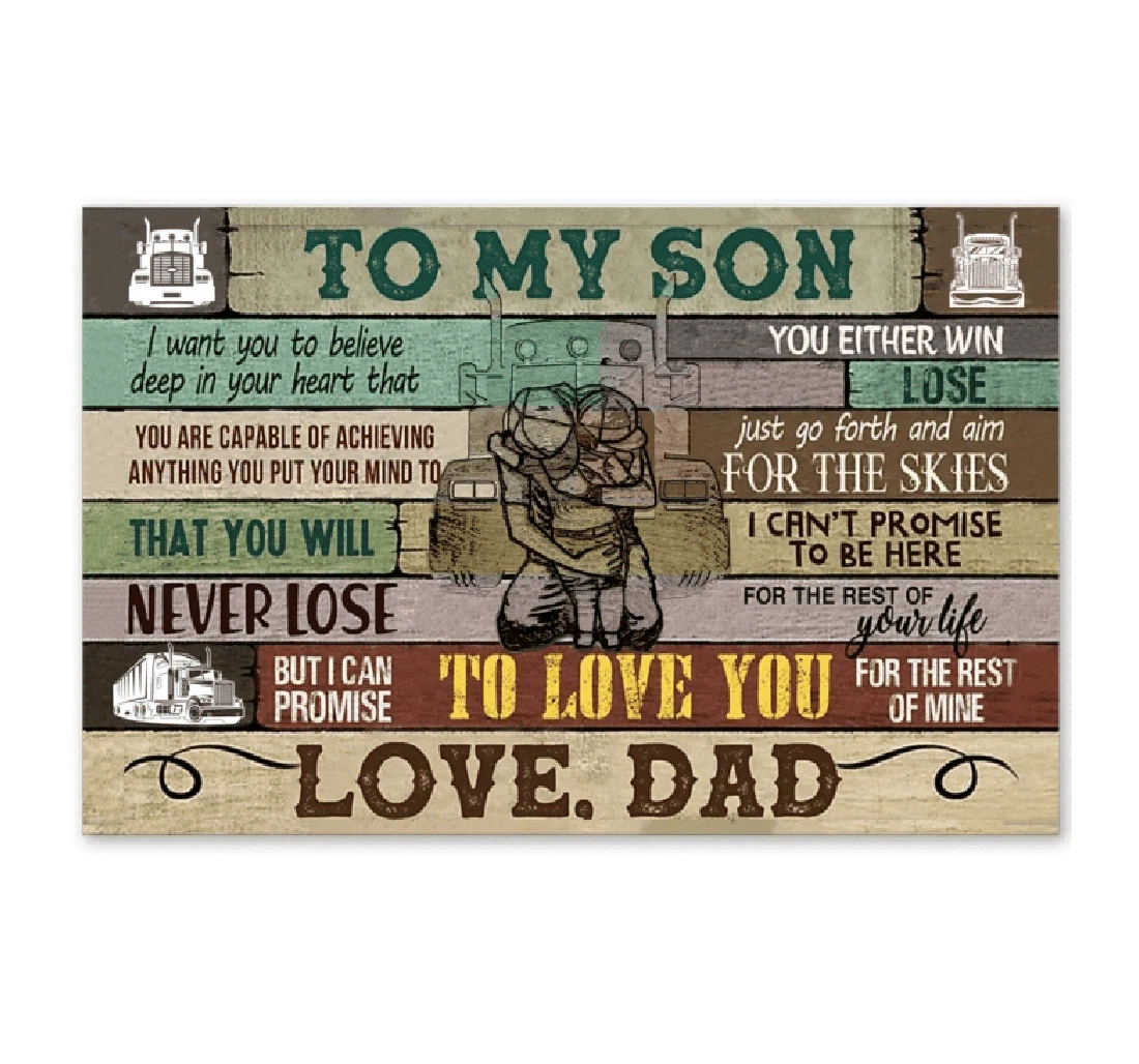 Poster, Canvas - Dad Father's Day To My Son I Can Promise To Love You The Rest Of Mine Trucker Print Framed Wall Art