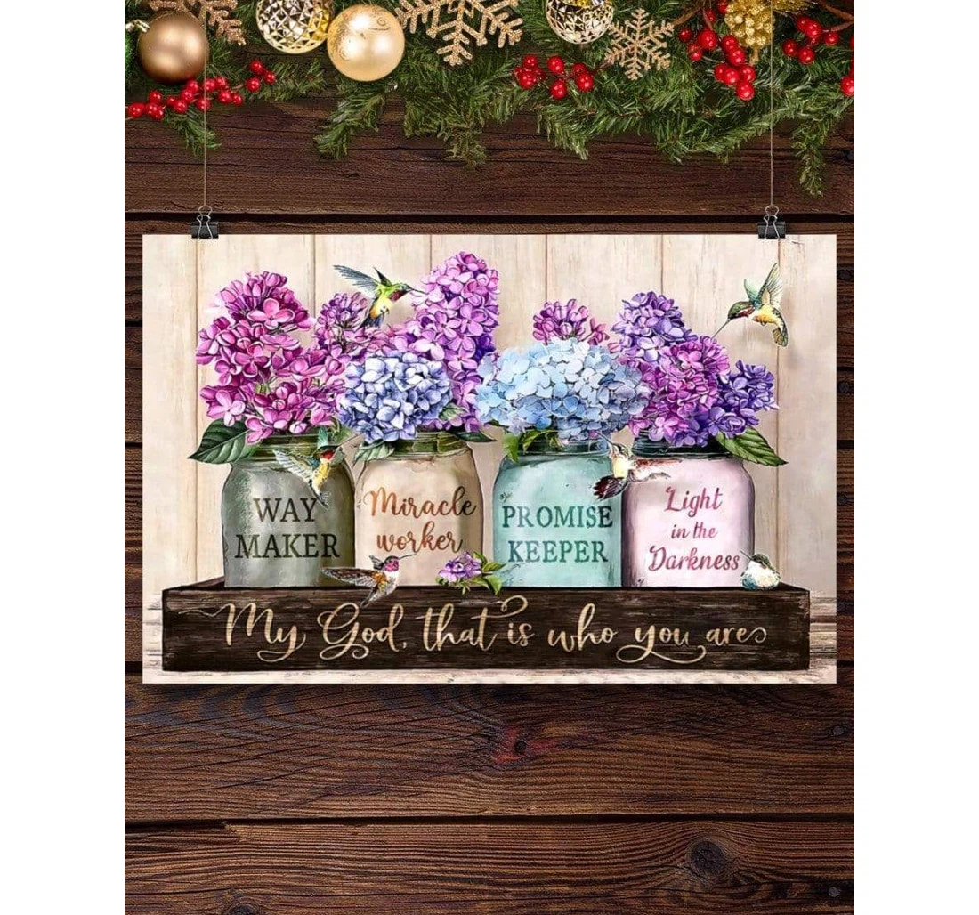Poster, Canvas - Hummingbird Purple Way Maker Flowers V Print Framed Wall Art