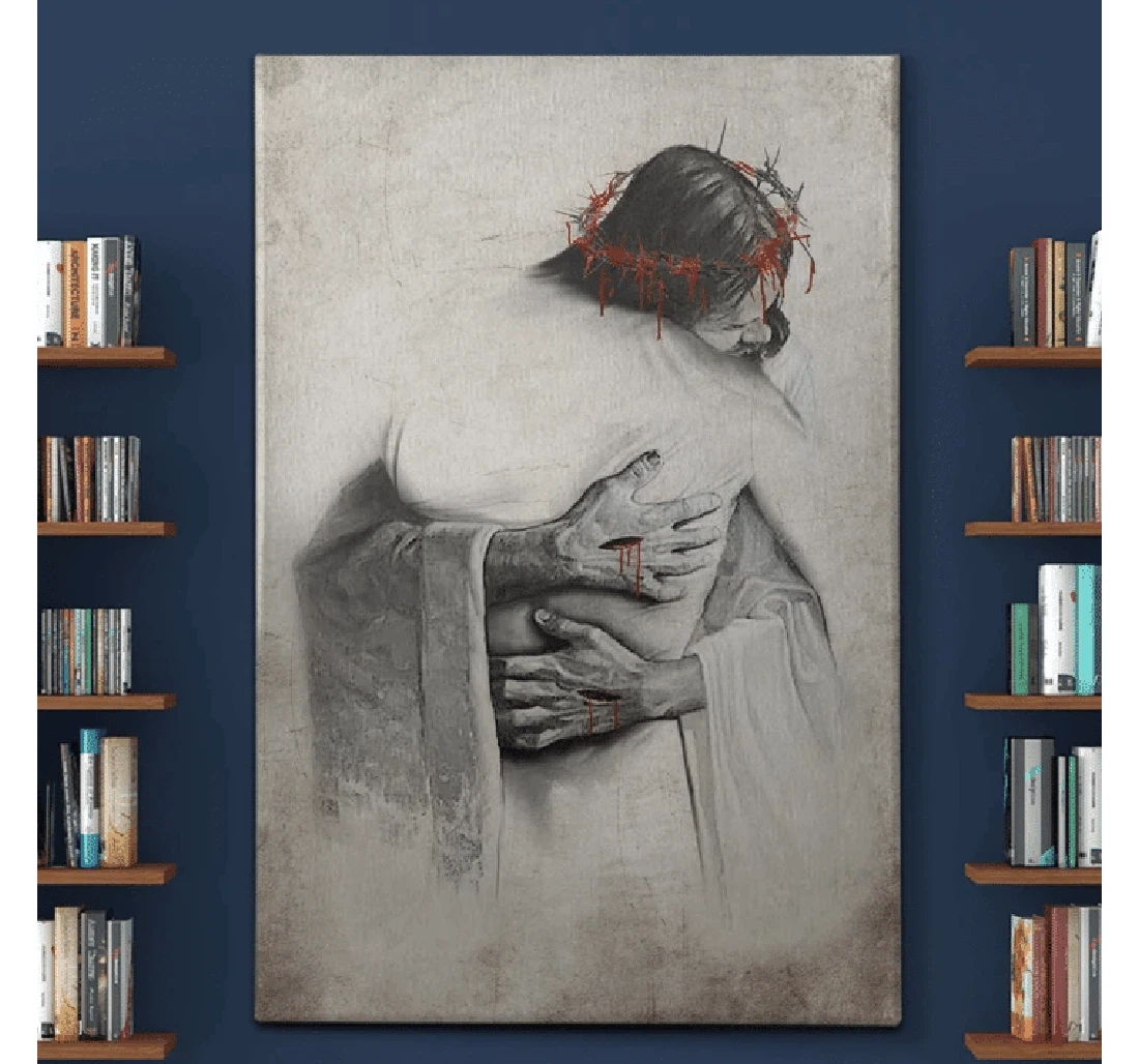 Poster, Canvas - Jesus Bless You A Hug From Lord V Print Framed Wall Art