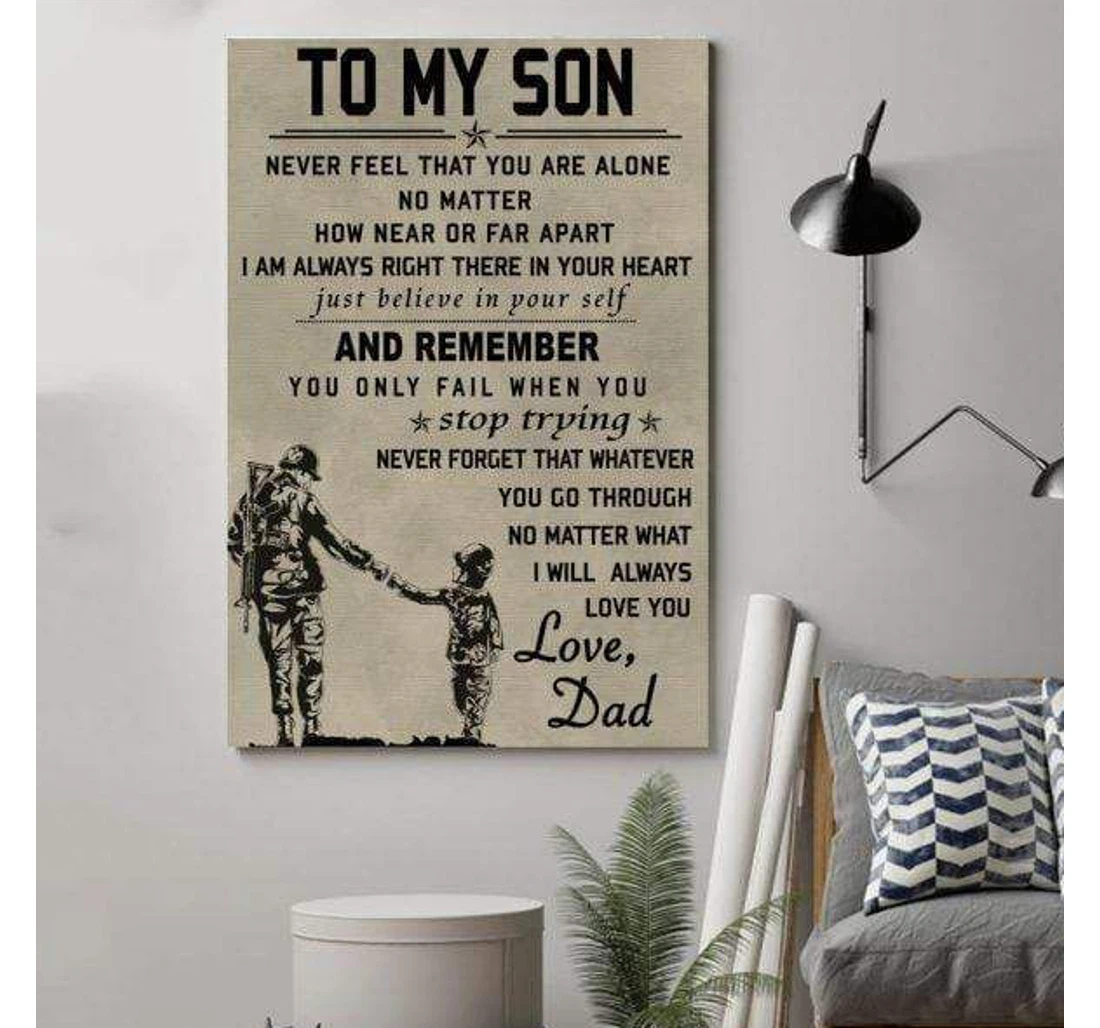 Poster, Canvas - Father's Day Father Solider To My Son, I Will Always Love You V Print Framed Wall Art