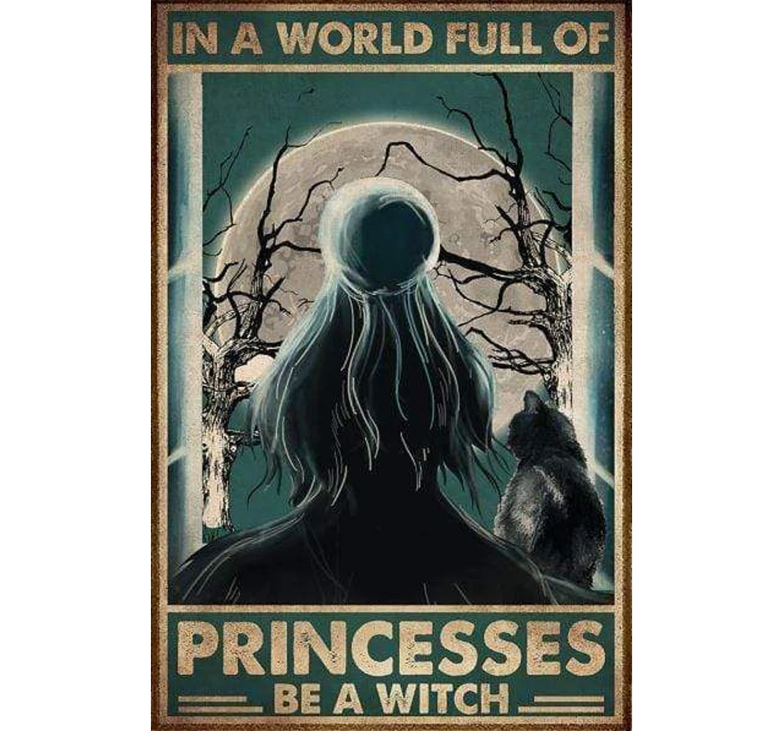 Poster, Canvas - In A World Full Of Princesses Be A Witch Custom Name V Print Framed Wall Art