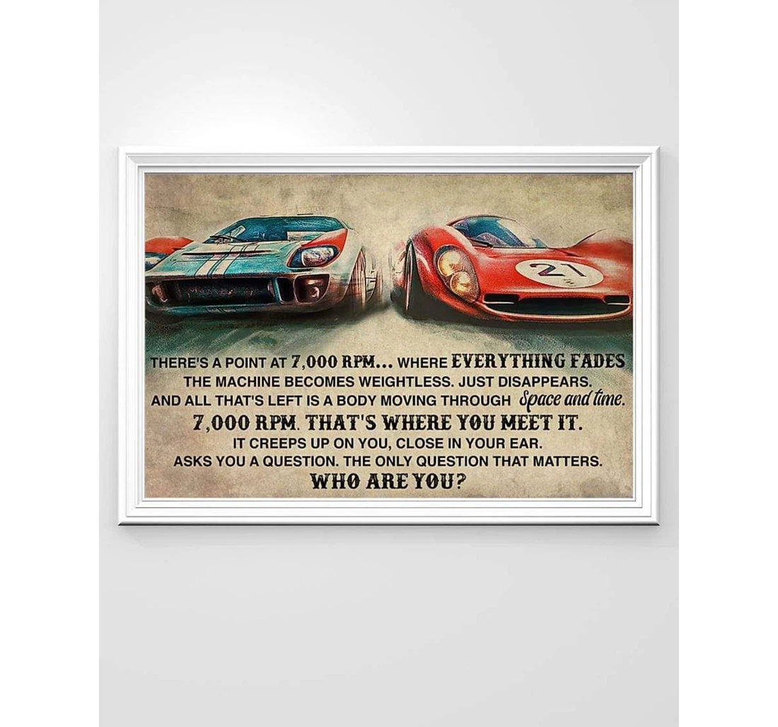 Poster, Canvas - Car Racing 7000 Rpm That Where You Meet It V Print Framed Wall Art