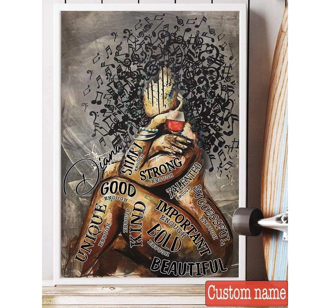 Poster, Canvas - Black Girl Music Custom Name V Print Framed Wall Art