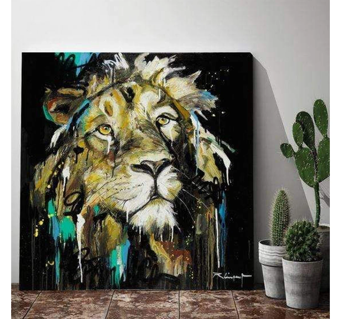 Poster, Canvas - Lion Watercolor V Print Framed Wall Art