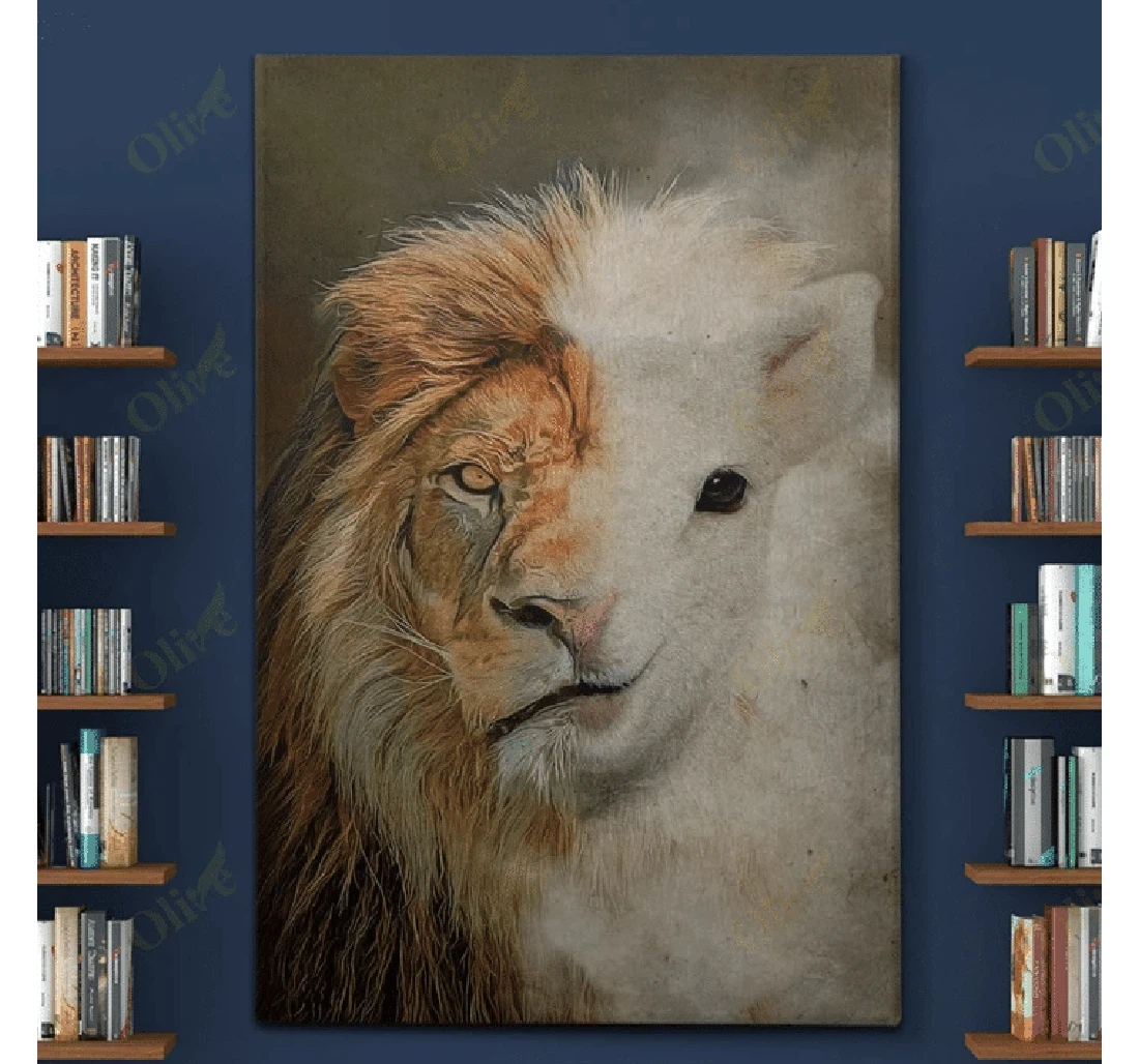 Poster, Canvas - The Lion And The Lamb V Print Framed Wall Art