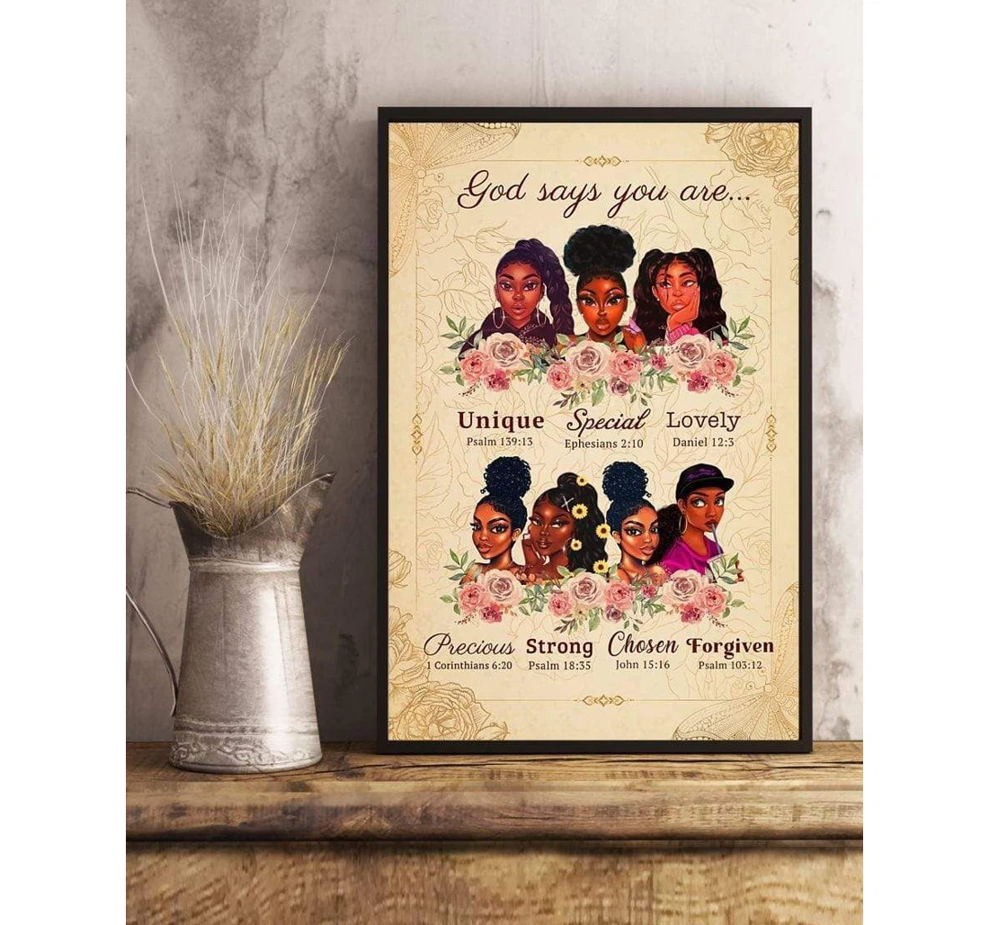 Poster, Canvas - Black Queen God Say You Are Unique, Special... V Print Framed Wall Art