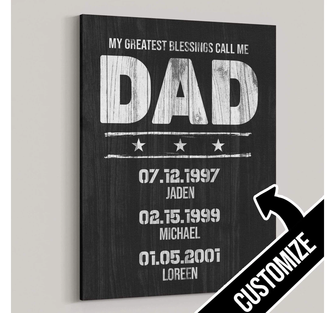 Poster, Canvas - Father Day My Greatest Blessings Call Me Dad Custom Name Kv Print Framed Wall Art