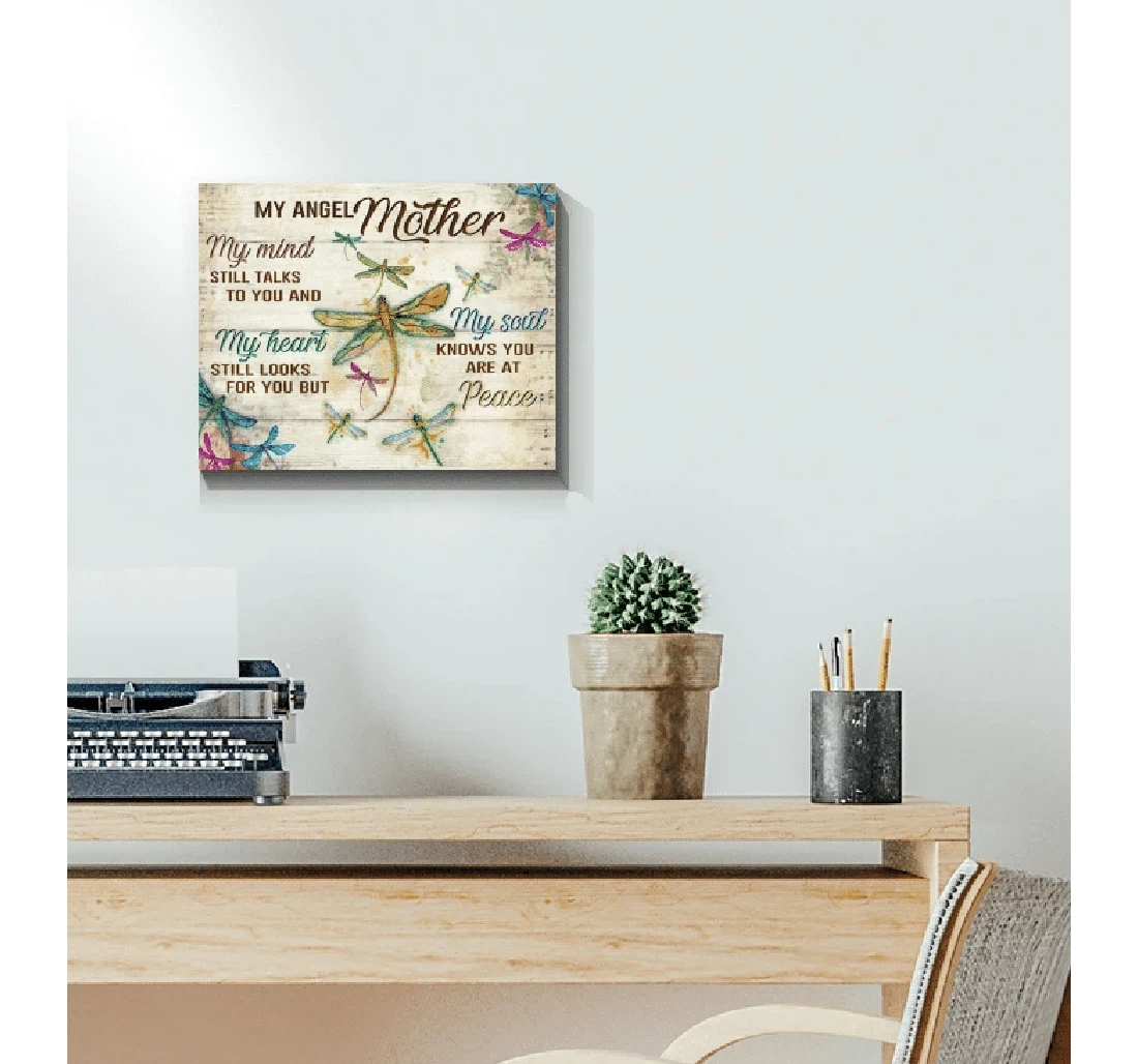 Poster, Canvas - Dragonfly Angel Mother My Mind Still Talks To You V Print Framed Wall Art