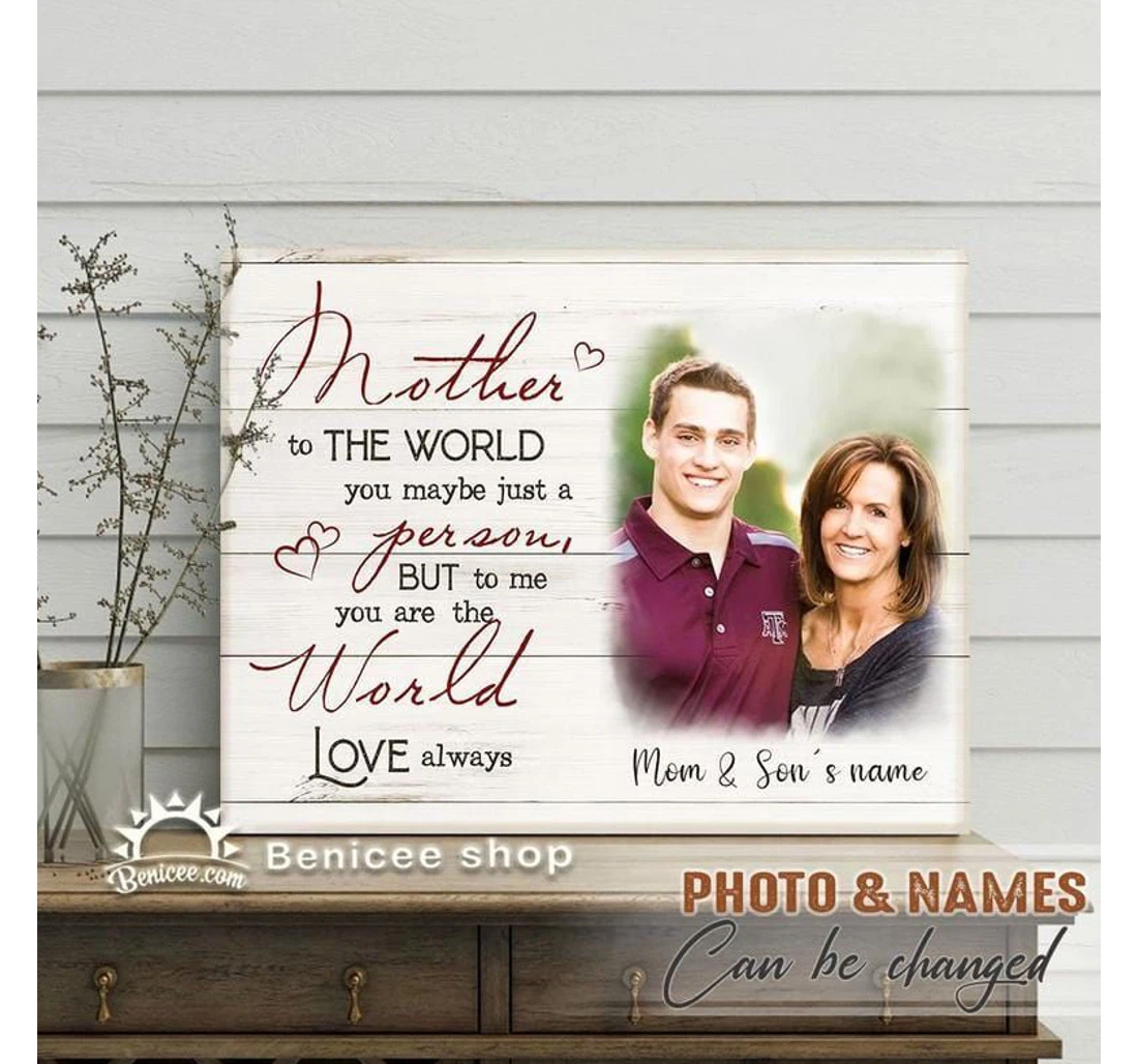 Poster, Canvas - Mother Personalized Mother's Day Mom Is The World To Me Custom Name H Print Framed Wall Art