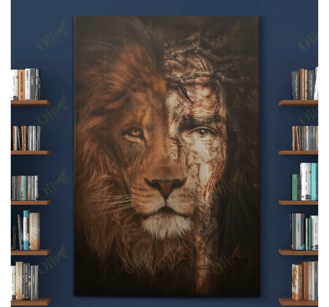 Poster, Canvas - Jesus Lion Of Judah Christians V Print Framed Wall Art