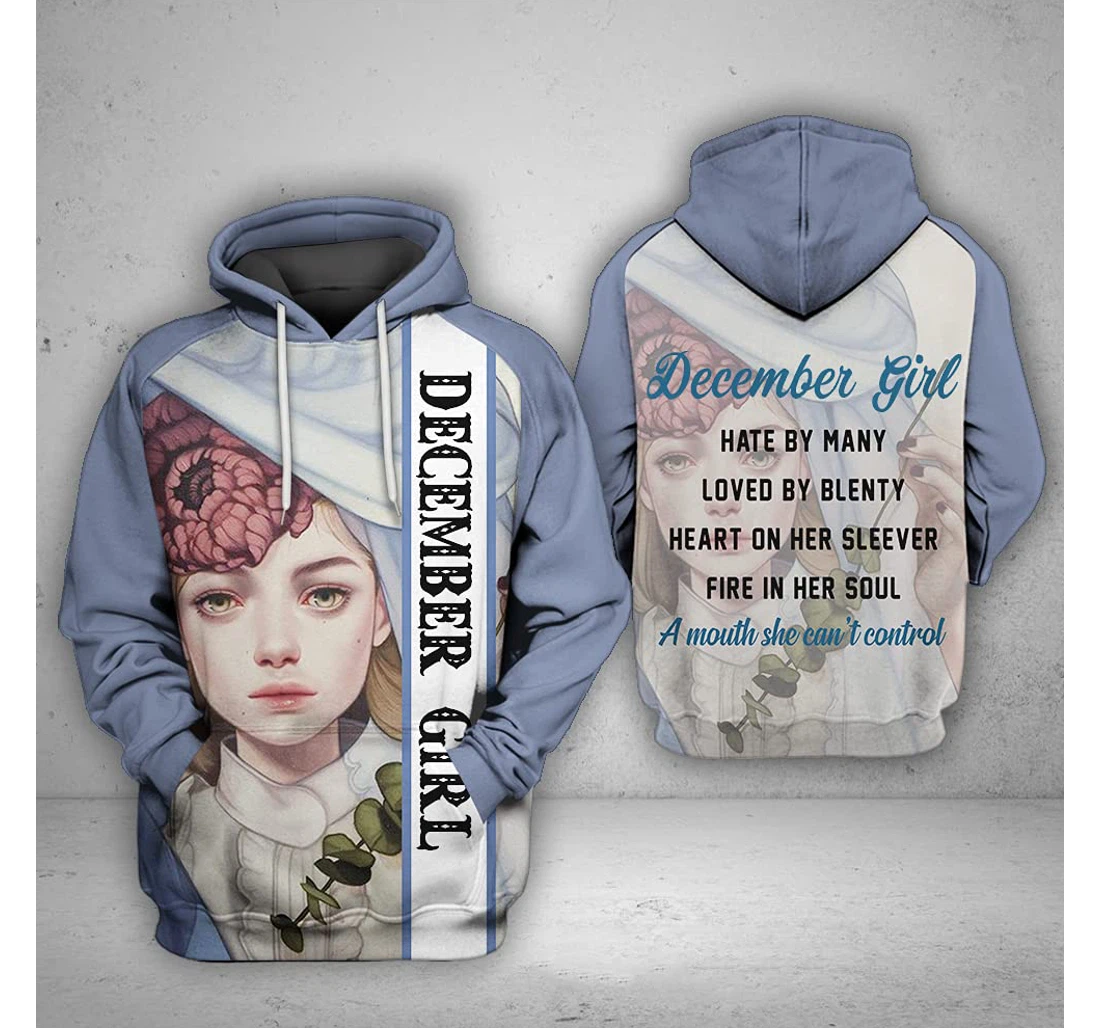 December Girl 3d 3d Birthday Gift Christmas Or Friends F - 3D Printed Pullover Hoodie