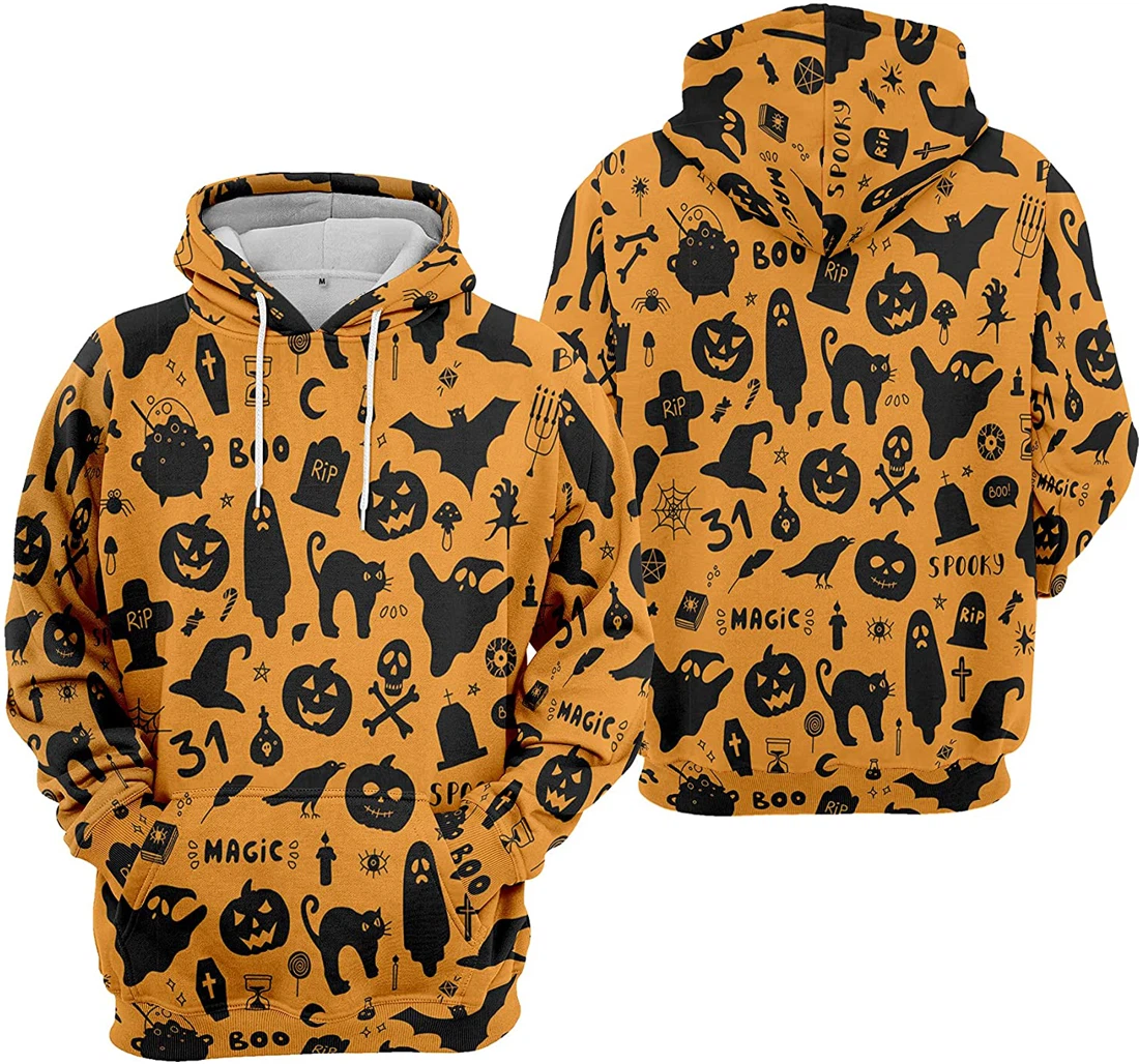 Pumpkin Bat Ghost Specimen Jars Candle Halloween - 3D Printed Pullover Hoodie