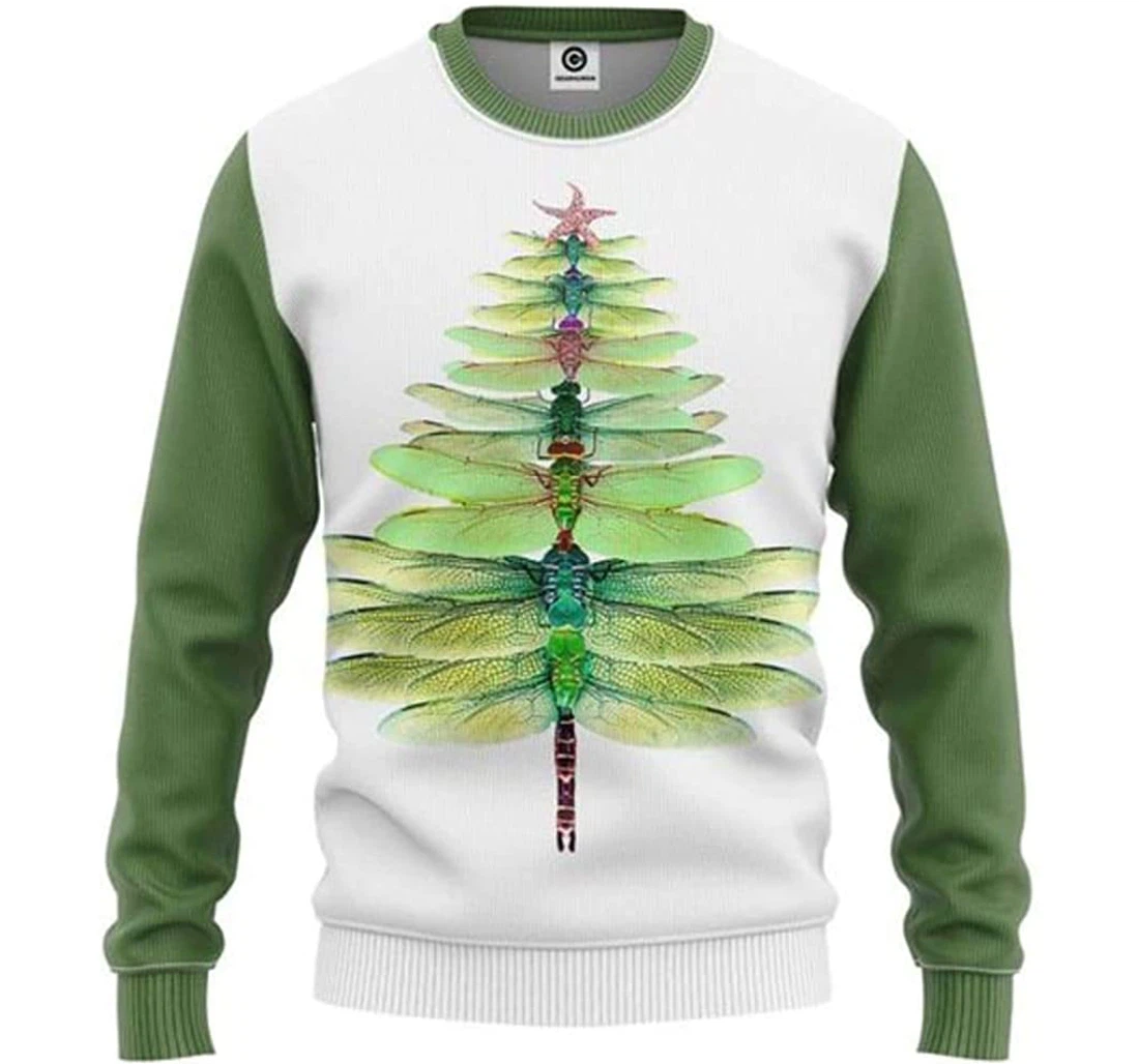 Dragonfly Christmas Tree Jacket Included White - 3D Printed Pullover Hoodie