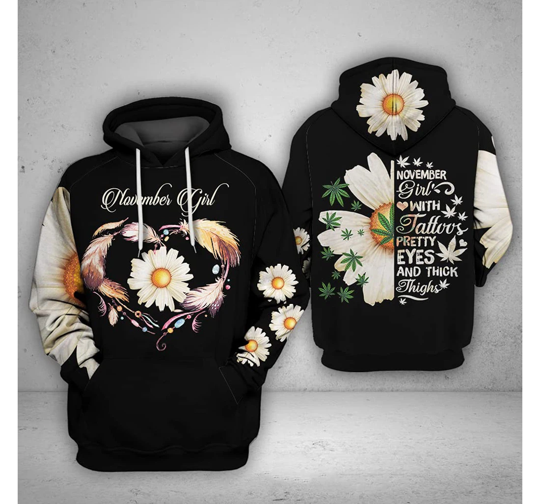 November Girl Flower 3d 3d Birthday Gift Christmas Or Friends F - 3D Printed Pullover Hoodie