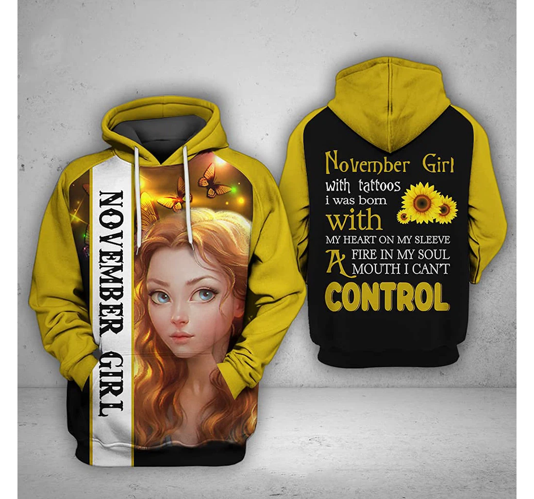 November Girl 3d 3d Birthday Gift Christmas Or Friends F - 3D Printed Pullover Hoodie