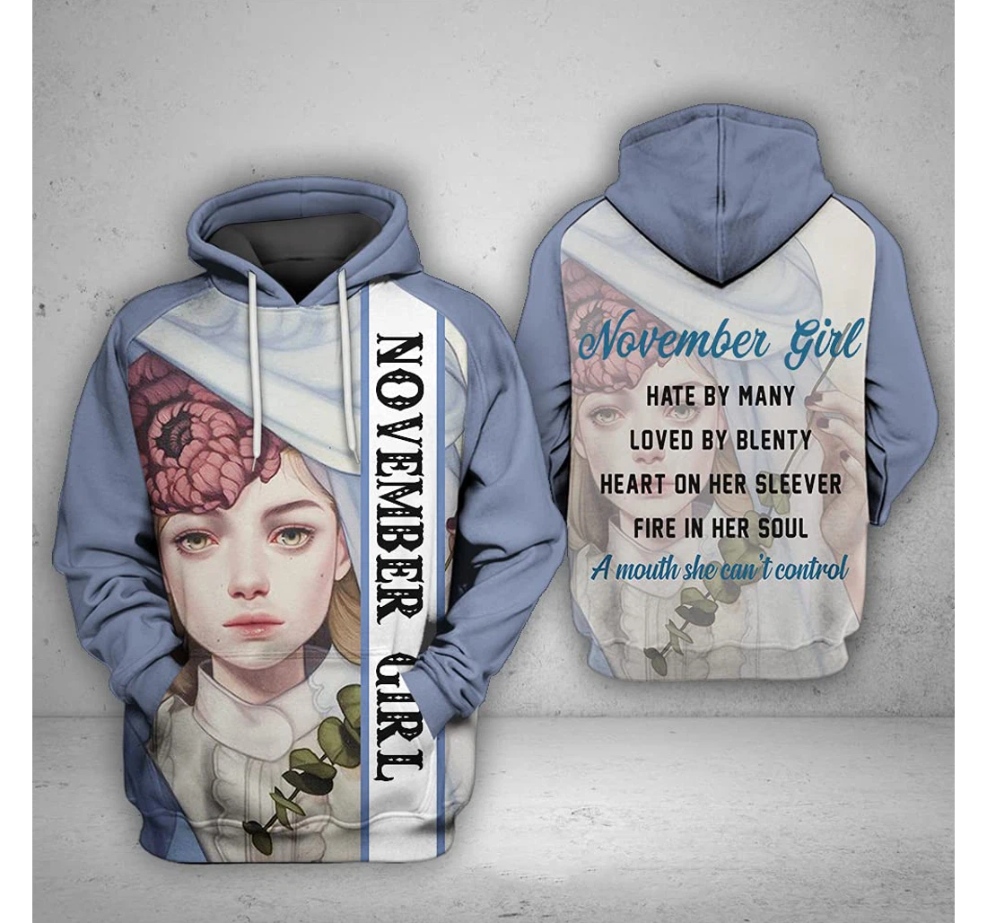 November Girl 3d 3d Birthday Gift Christmas Or Friends F - 3D Printed Pullover Hoodie