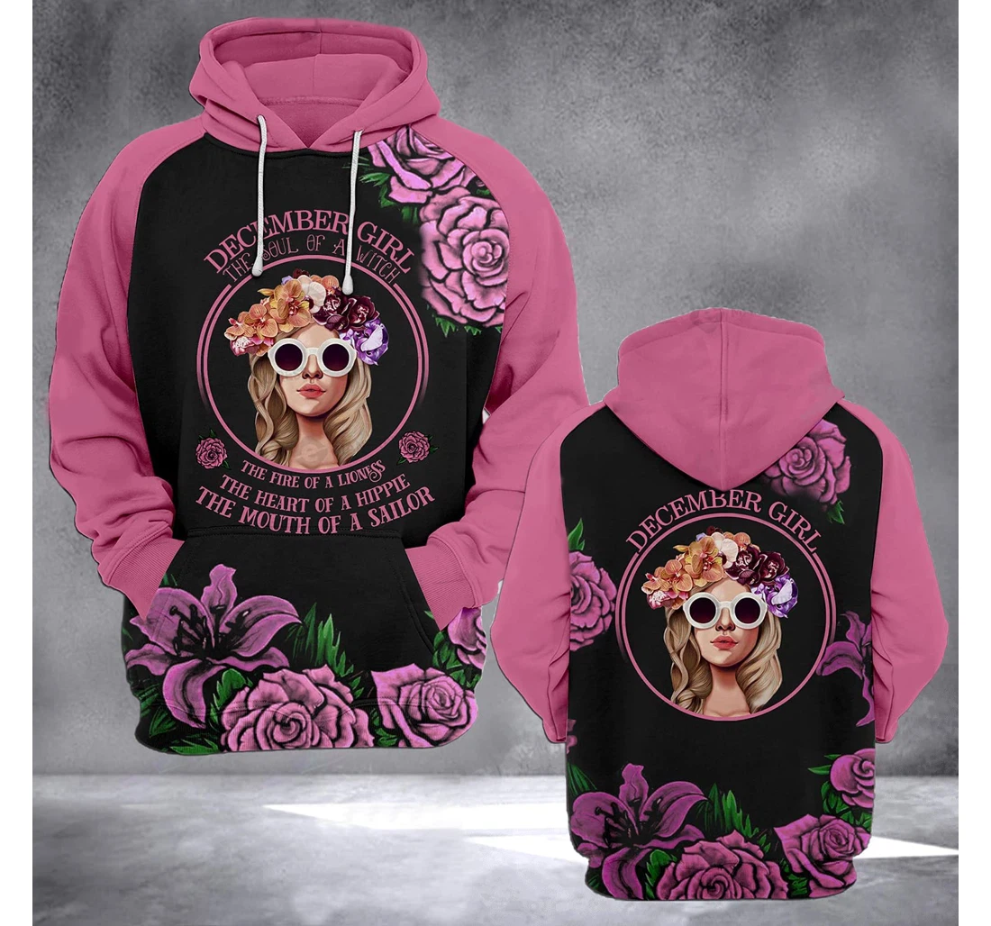 December Girl Hippie 3d 3d Birthday Gift Christmas Or Friends F - 3D Printed Pullover Hoodie