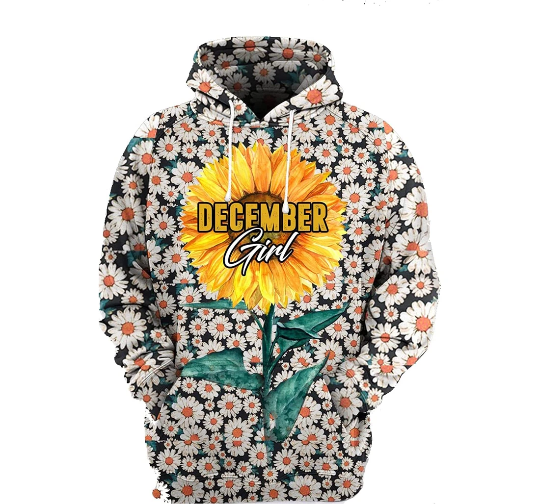 December Girl Flowers 3d 3d Birthday Gift Christmas Or Friends F - 3D Printed Pullover Hoodie