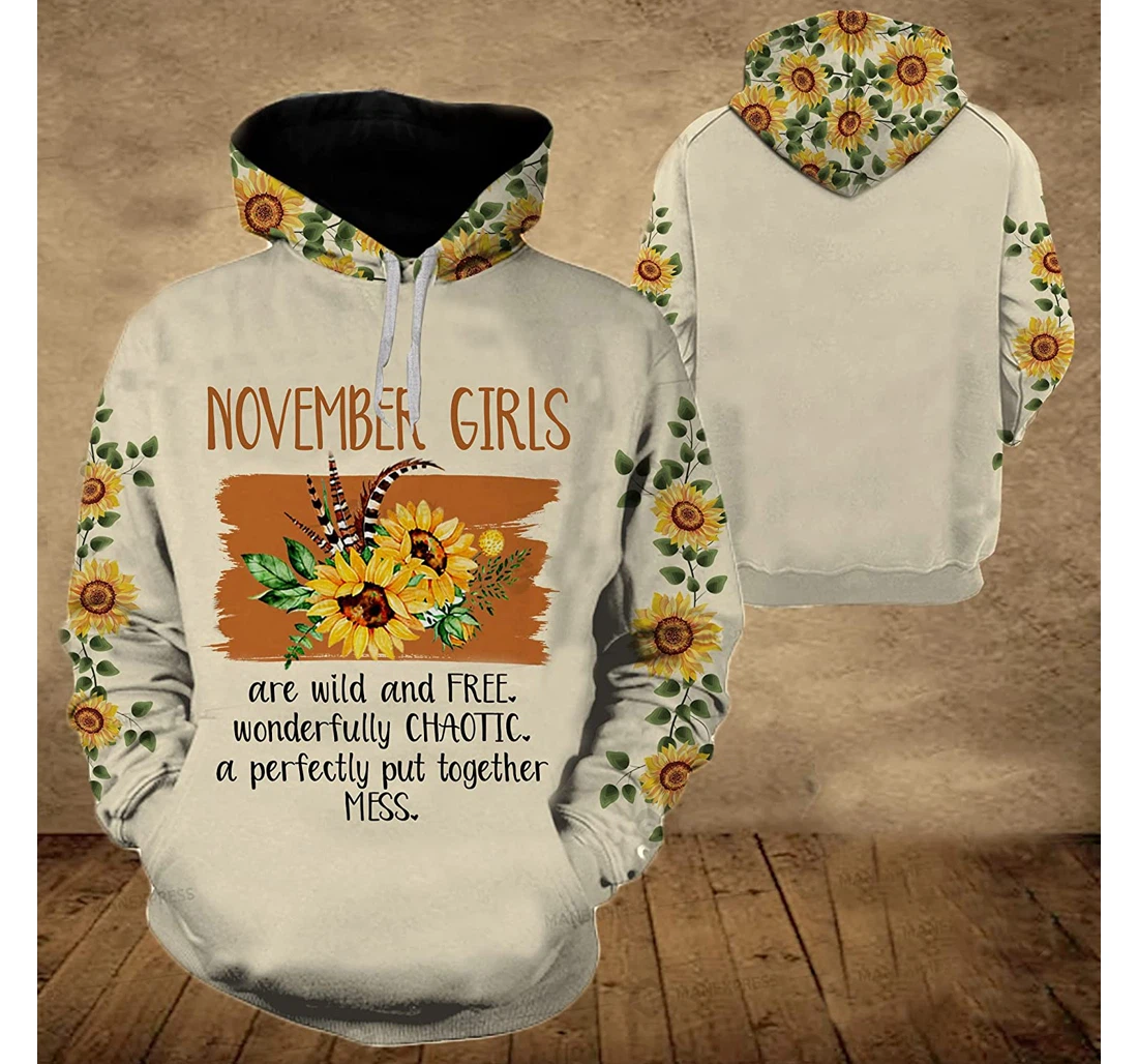 November Girl Flower 3d 3d Birthday Gift Christmas Or Friends F - 3D Printed Pullover Hoodie