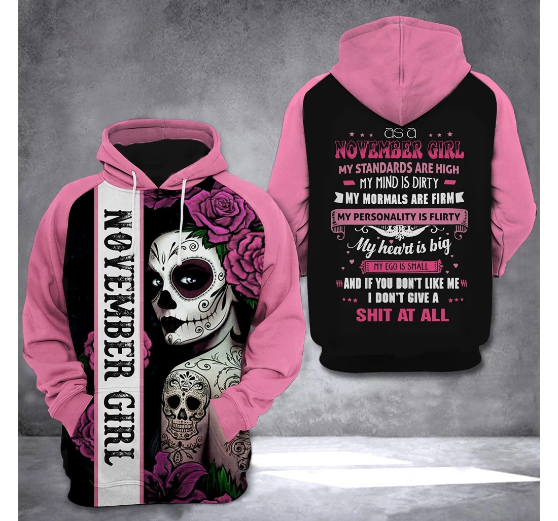 As A November Girl 3d 3d Birthday Gift Christmas Or Friends F - 3D Printed Pullover Hoodie