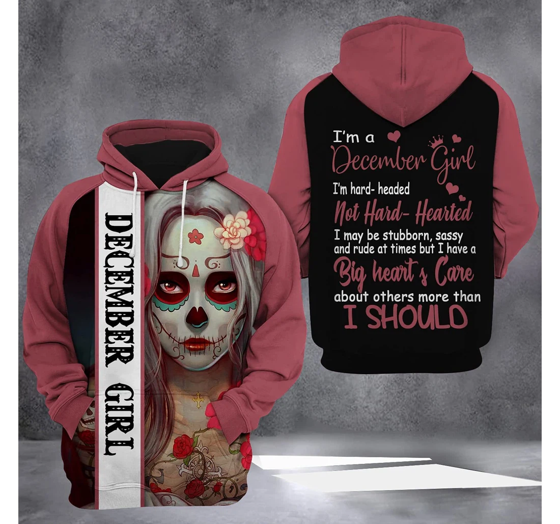 December Girl Hippie 3d 3d Birthday Gift Christmas Or Friends F - 3D Printed Pullover Hoodie