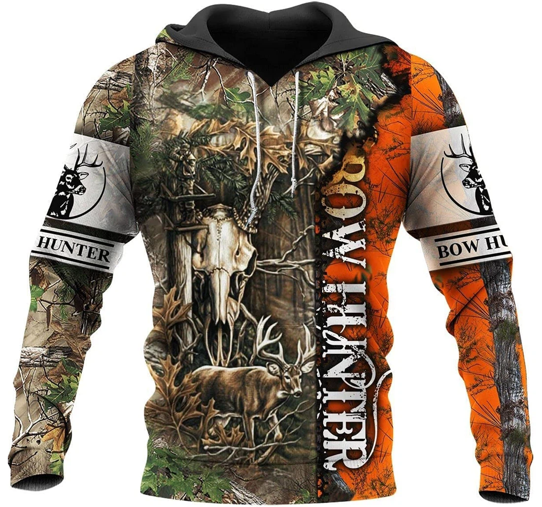 Deer Hunter Print- Deer Skull Jacket Deer Hunting Gift Man Birthday Gift Christmas Or Friends D9 - 3D Printed Pullover Hoodie