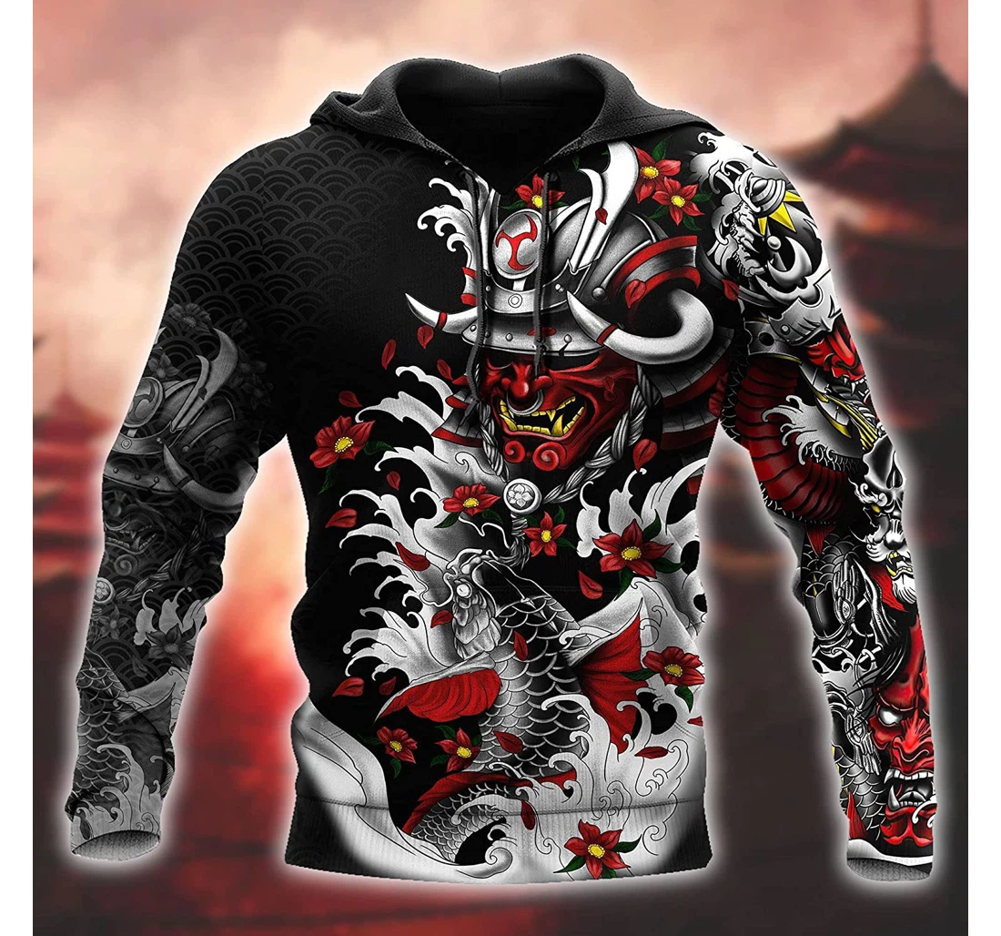 Samurai Printed- Japanese Samurai T Shirt- Sanarai Tattoo Jacket Birthday Gift Christmas Or Friends D - 3D Printed Pullover Hoodie