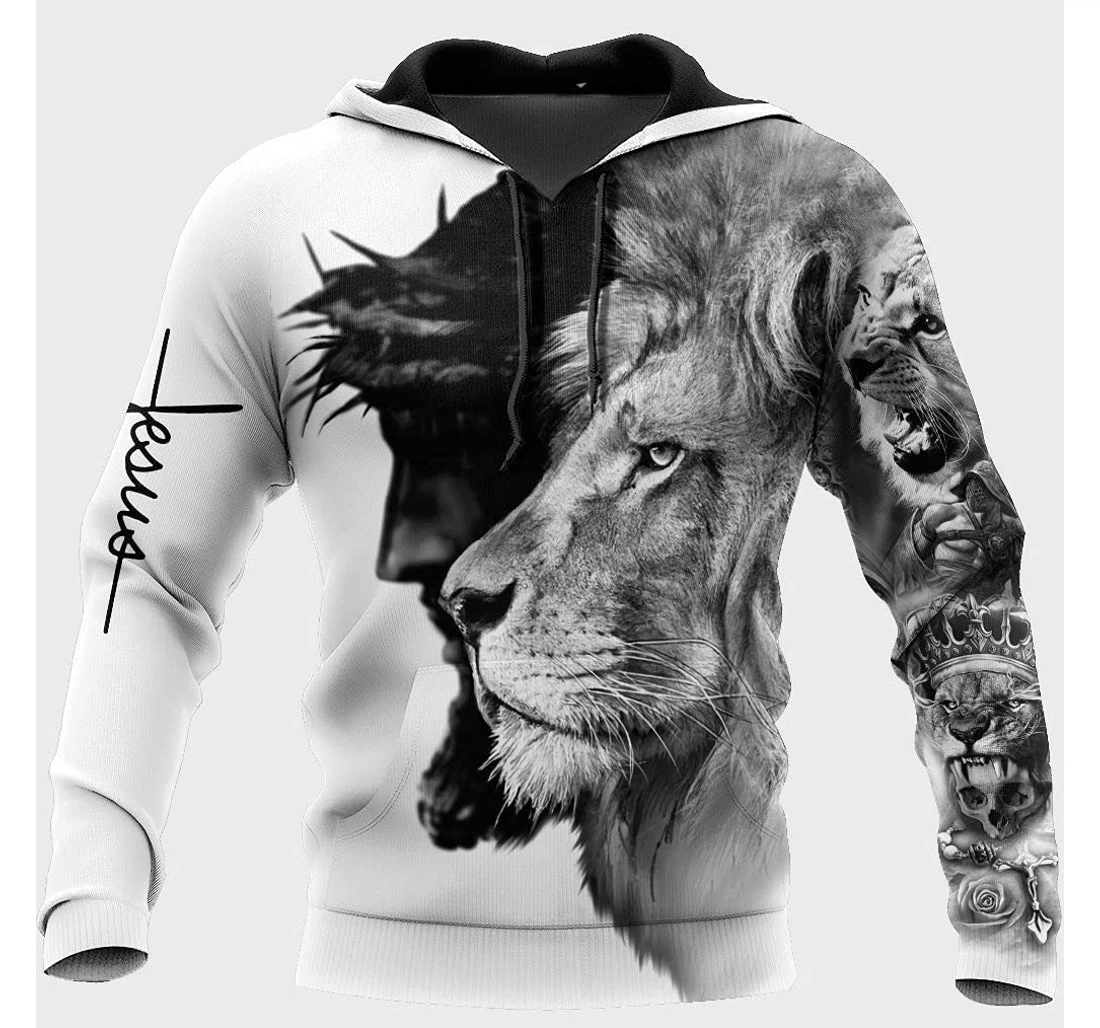 Jesus Lion Art God Christian Jesus Lion Jacket Birthday Gift Christmas Or Friends D - 3D Printed Pullover Hoodie