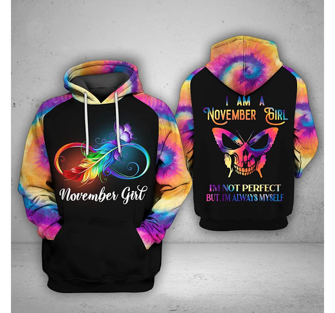 November Girl Feather 3d 3d Birthday Gift Christmas Or Friends F - 3D Printed Pullover Hoodie